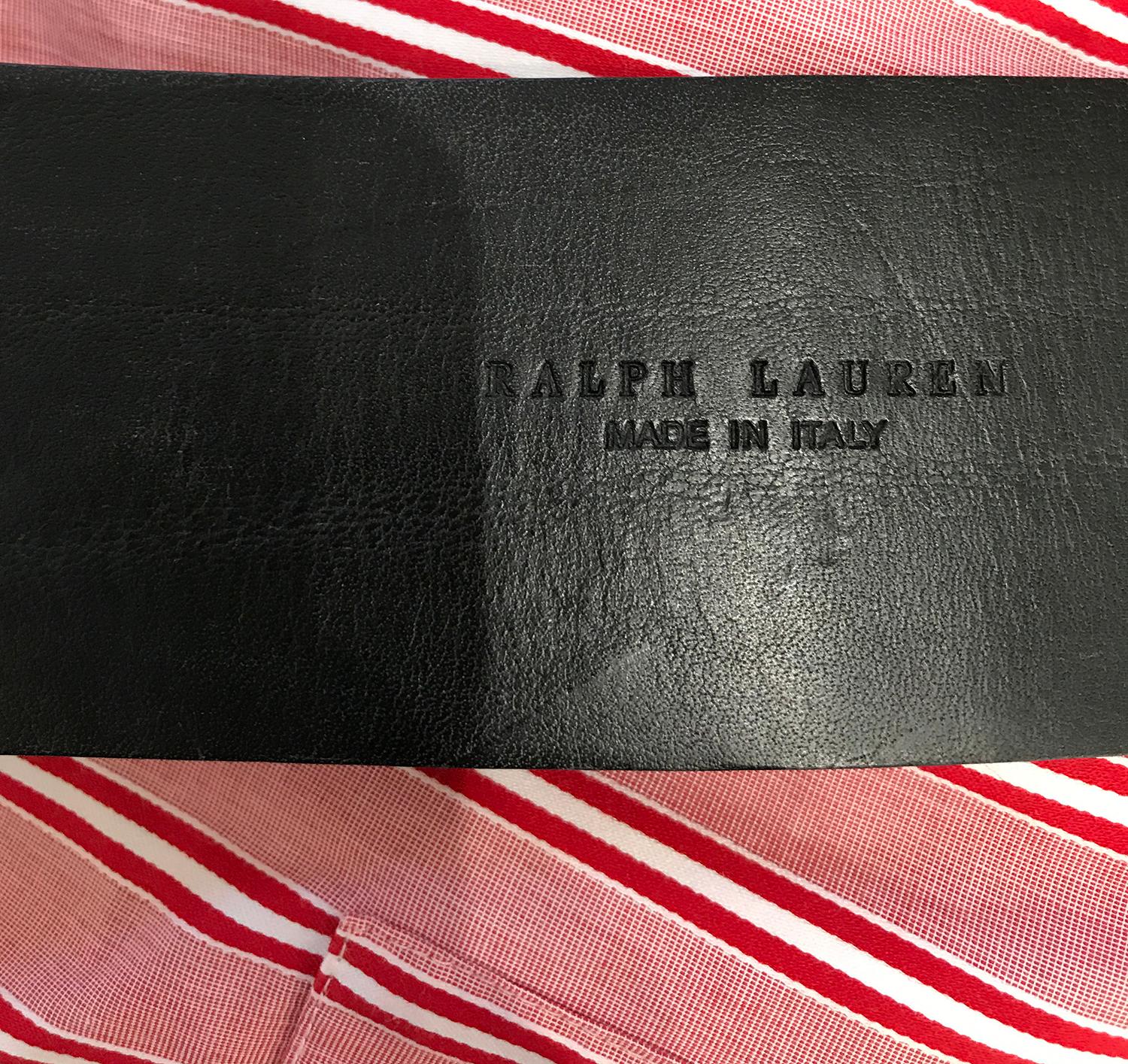 Ralph Lauren Wide Contour Black Alligator Belt With Amber Lucite Buckle 4