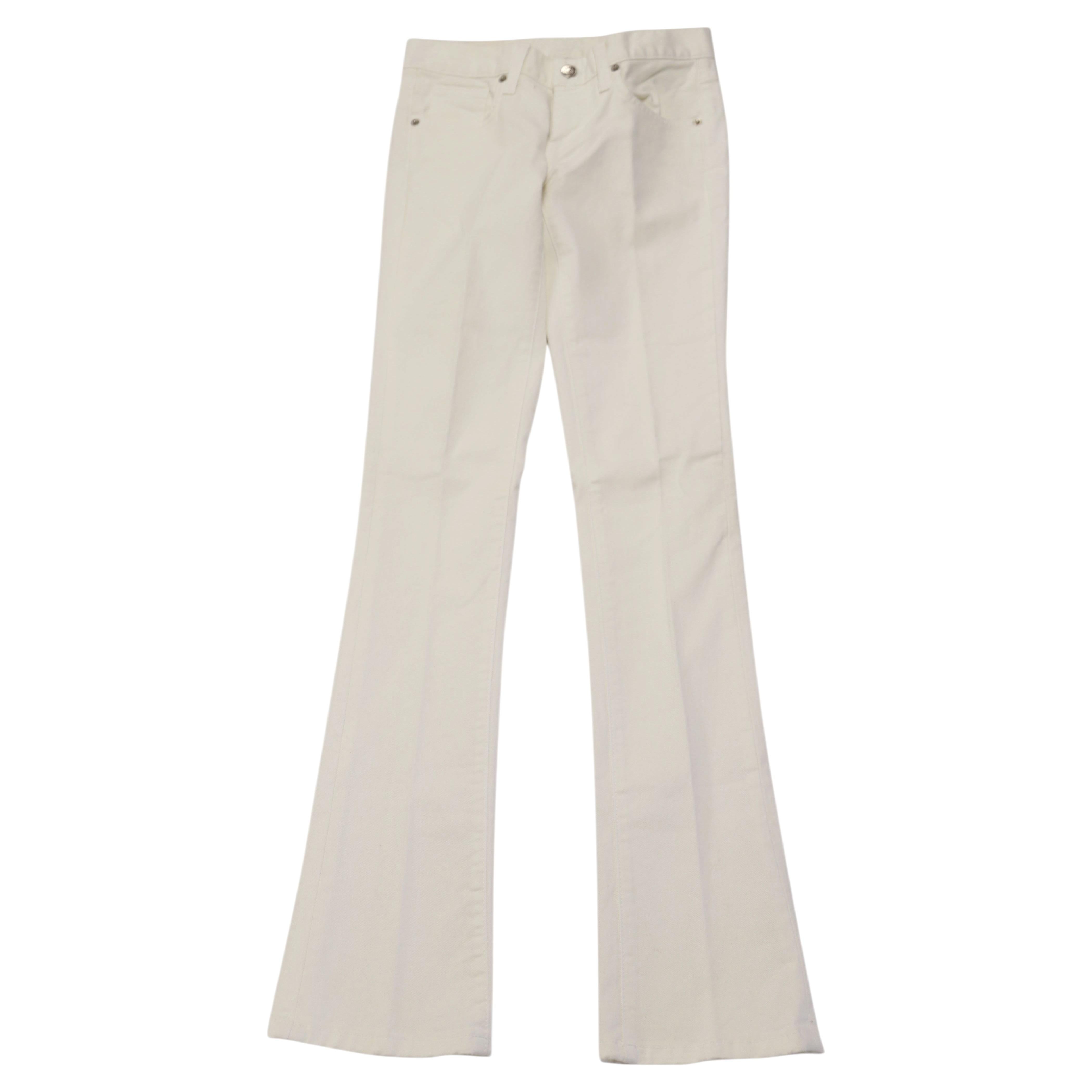 Ralph Lauren Wide Leg Pants in White Cotton