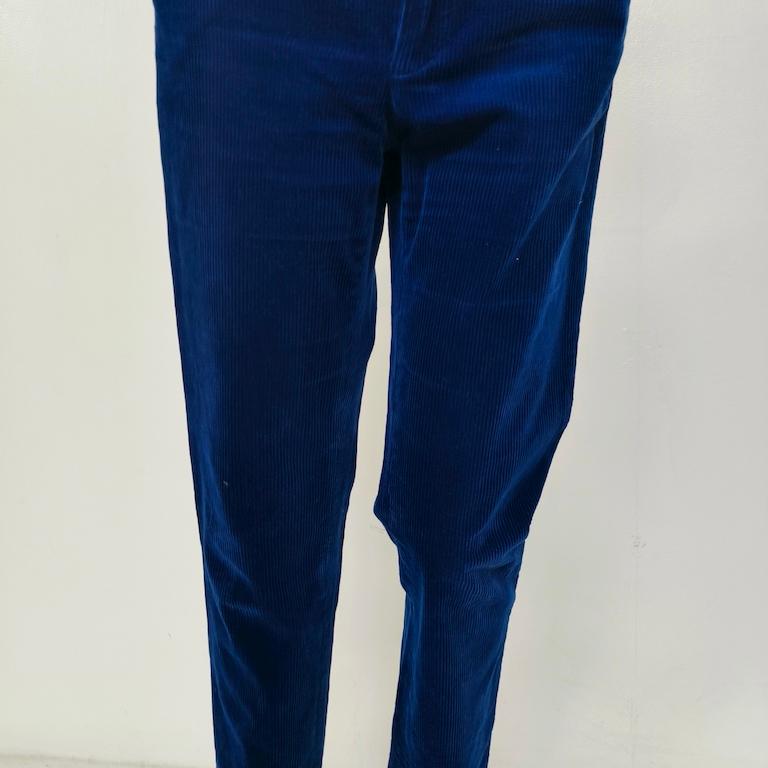 Black Ralph Lauren Woman cobalt-blue corduroy straight-leg trousers – size US 6 / IT 4 in vendita