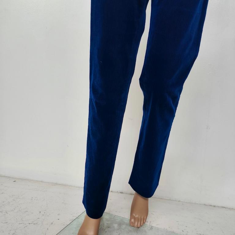 Donna Ralph Lauren Woman cobalt-blue corduroy straight-leg trousers – size US 6 / IT 4 in vendita