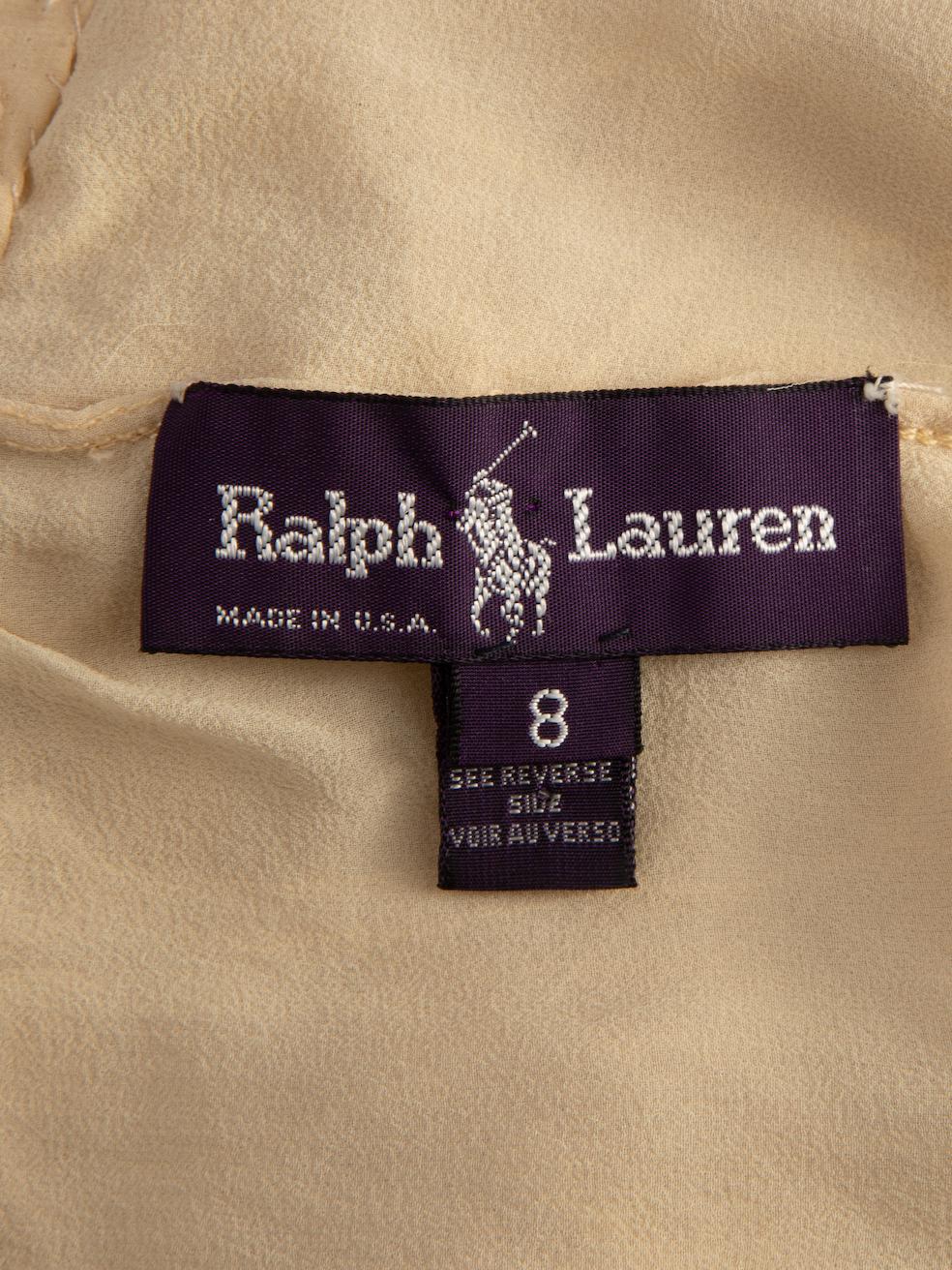 Ralph Lauren Women's Beige Beaded Short Sleeve Blouse 2
