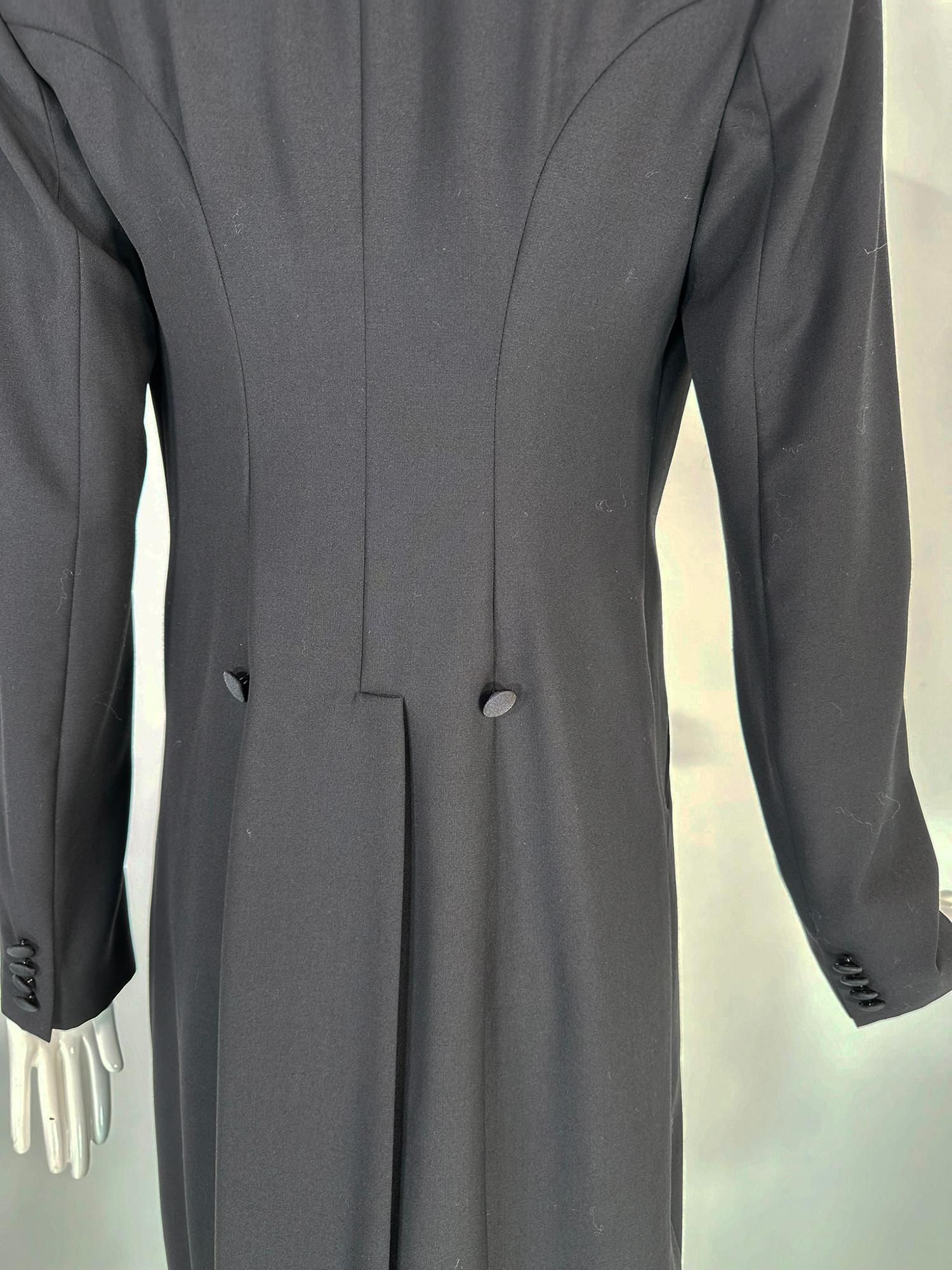 Ralph Lauren Women's Black Fine Wool & Silk Cutaway Evening Tail Coat 8 For Sale 11
