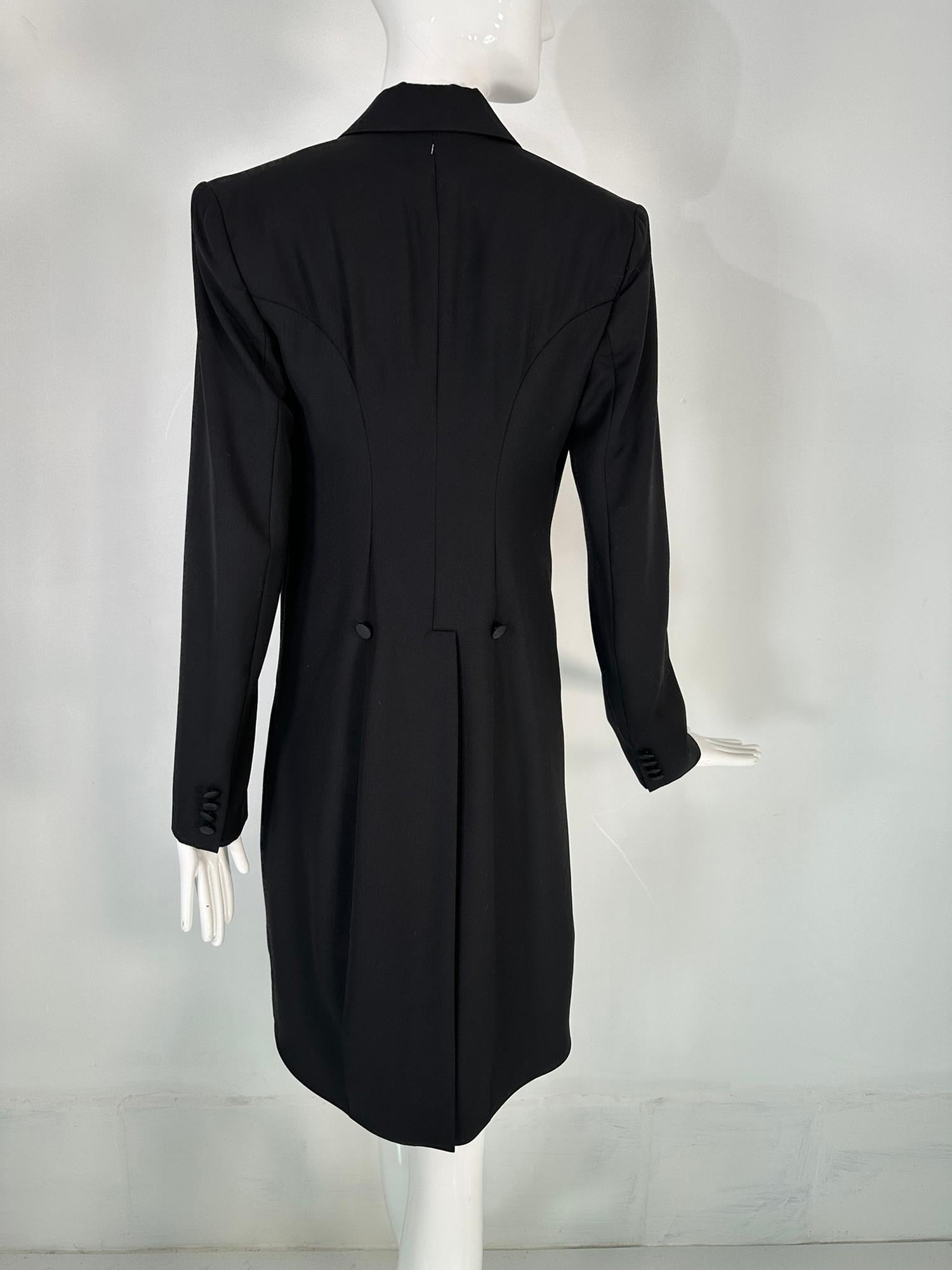 Ralph Lauren Women's Black Fine Wool & Silk Cutaway Evening Tail Coat 8 For Sale 3