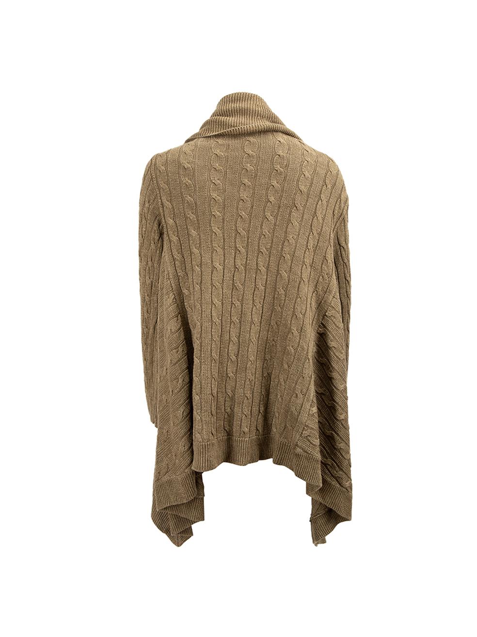 Ralph Lauren Women's Brown Linen Cable Knit Cardigan In Good Condition In London, GB