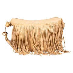 Ralph Lauren Damen Kamel Leder Fransen Akzent Crossbody