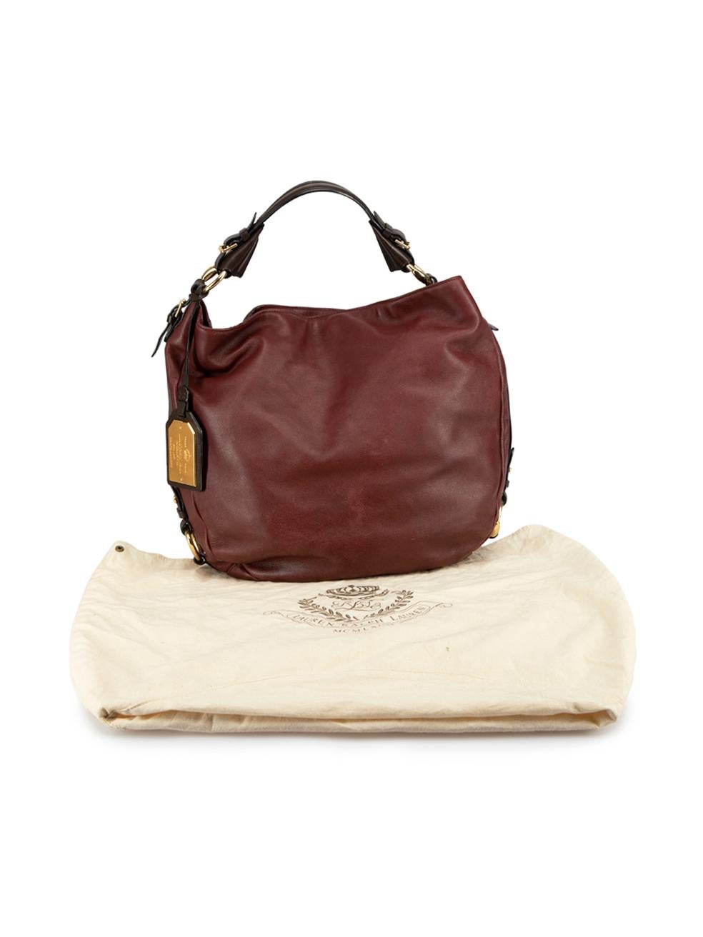 Ralph Lauren Women's Lauren Ralph Lauren Burgundy Leather Hobo Shoulder Bag For Sale 6