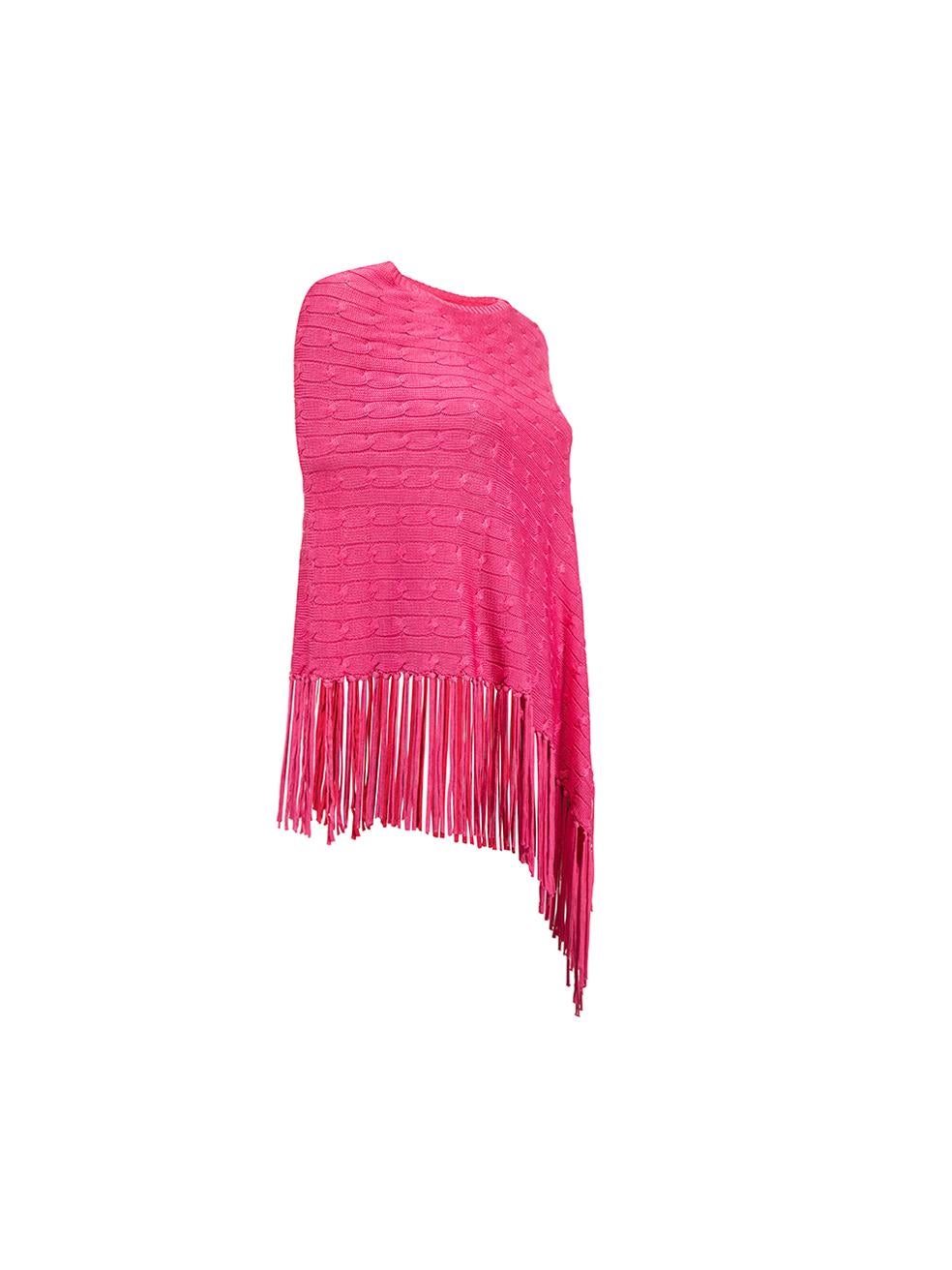 CONDITION is Very good. Minimal wear to poncho is evident. Minimal wear loose threads to the tassels at the bottom of this used Ralph Lauren designer resale item. 
 
 Details
  Pink
 Synthetic
 Poncho
 Asymmetric knit design
 Tassel finishing
 
 
