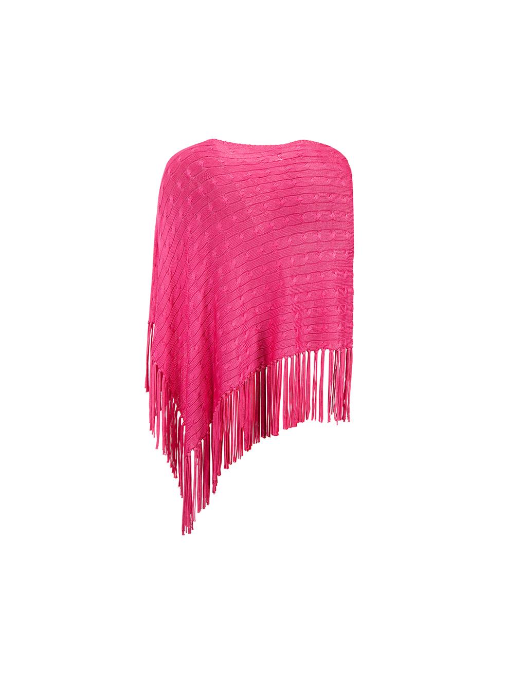 Ralph Lauren Women's Pink Knit Tassel Detail Poncho In Good Condition For Sale In London, GB