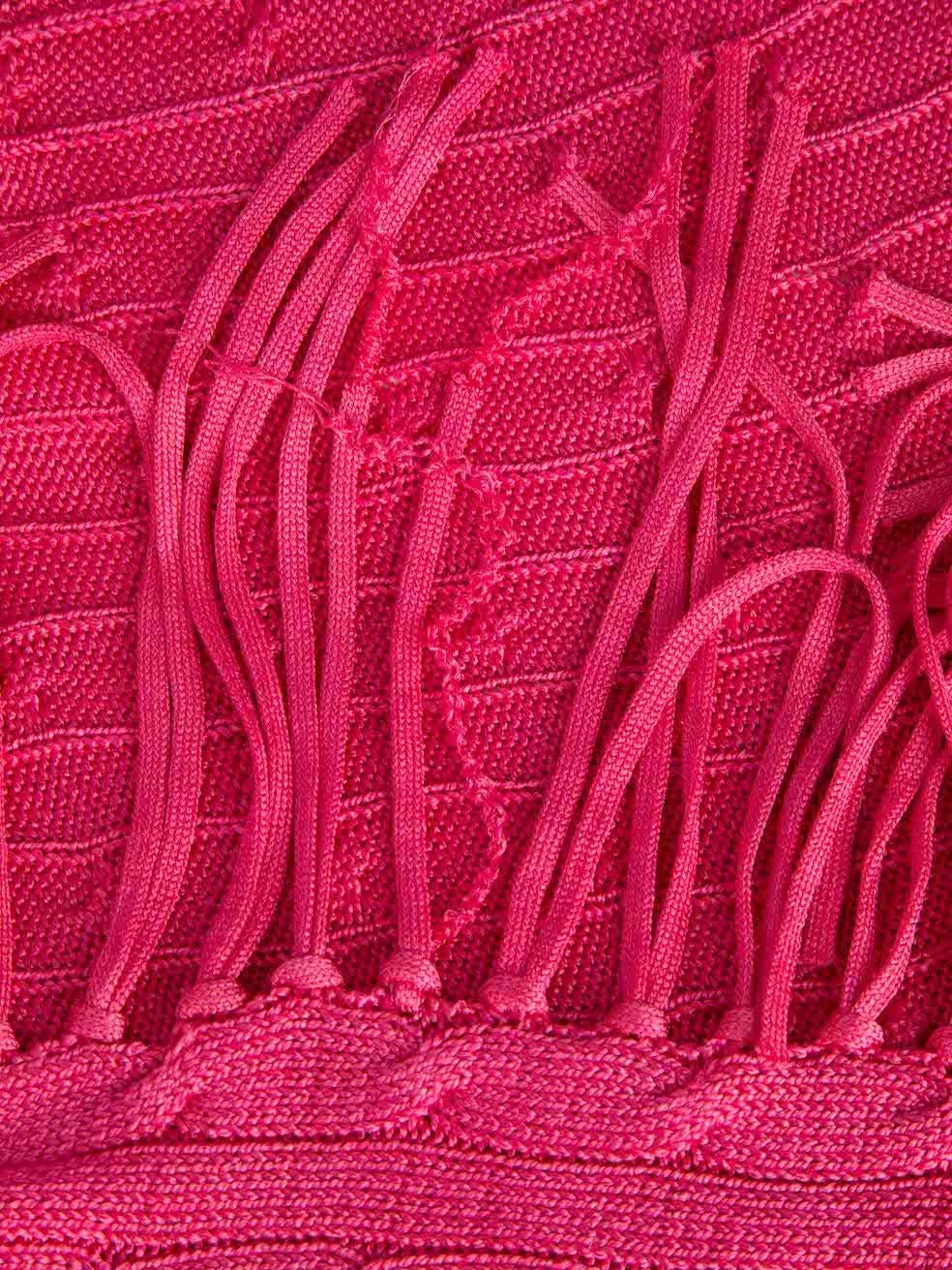 Ralph Lauren Damen-Poncho aus rosa Strick mit Quastendetails im Angebot 1
