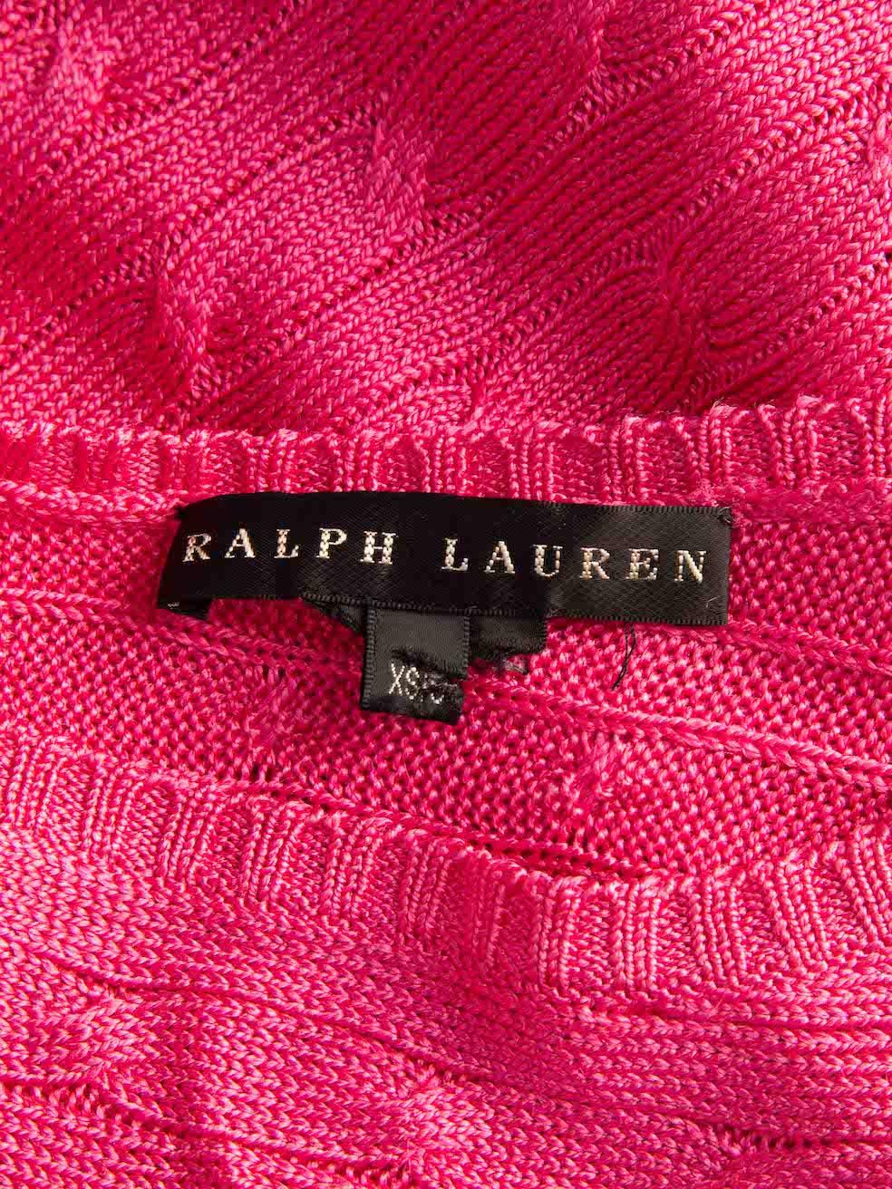 Ralph Lauren Damen-Poncho aus rosa Strick mit Quastendetails im Angebot 2