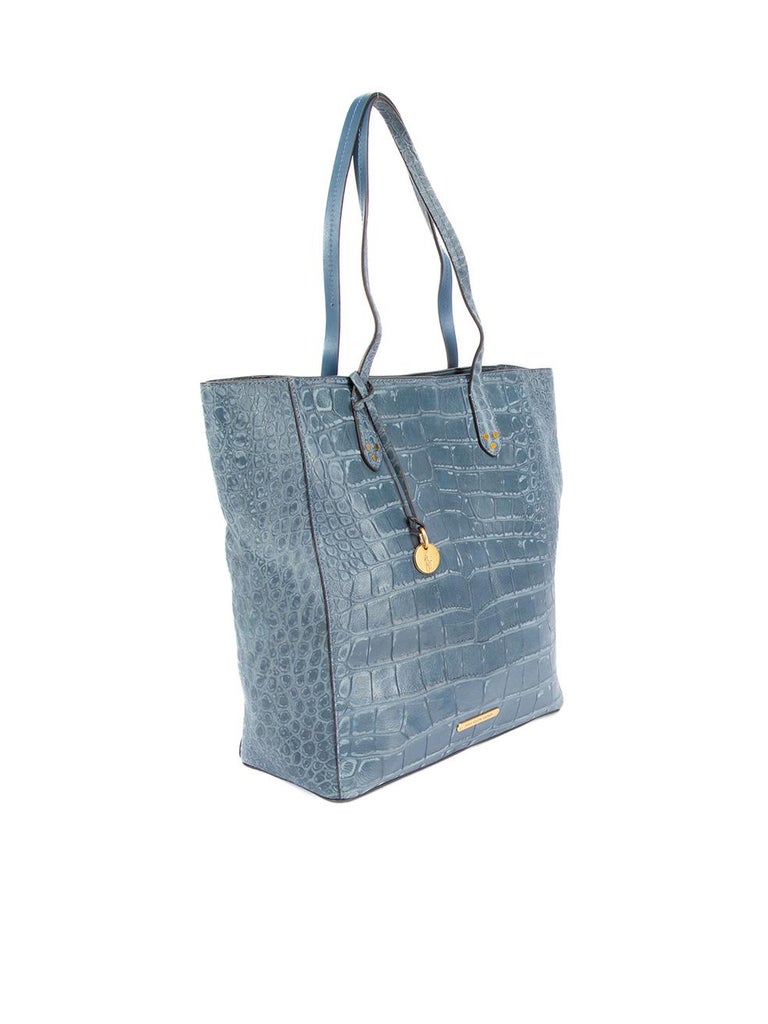 Ralph Lauren Women's Polo Ralph Lauren Blue Leather Croc Embossed Tote For  Sale at 1stDibs
