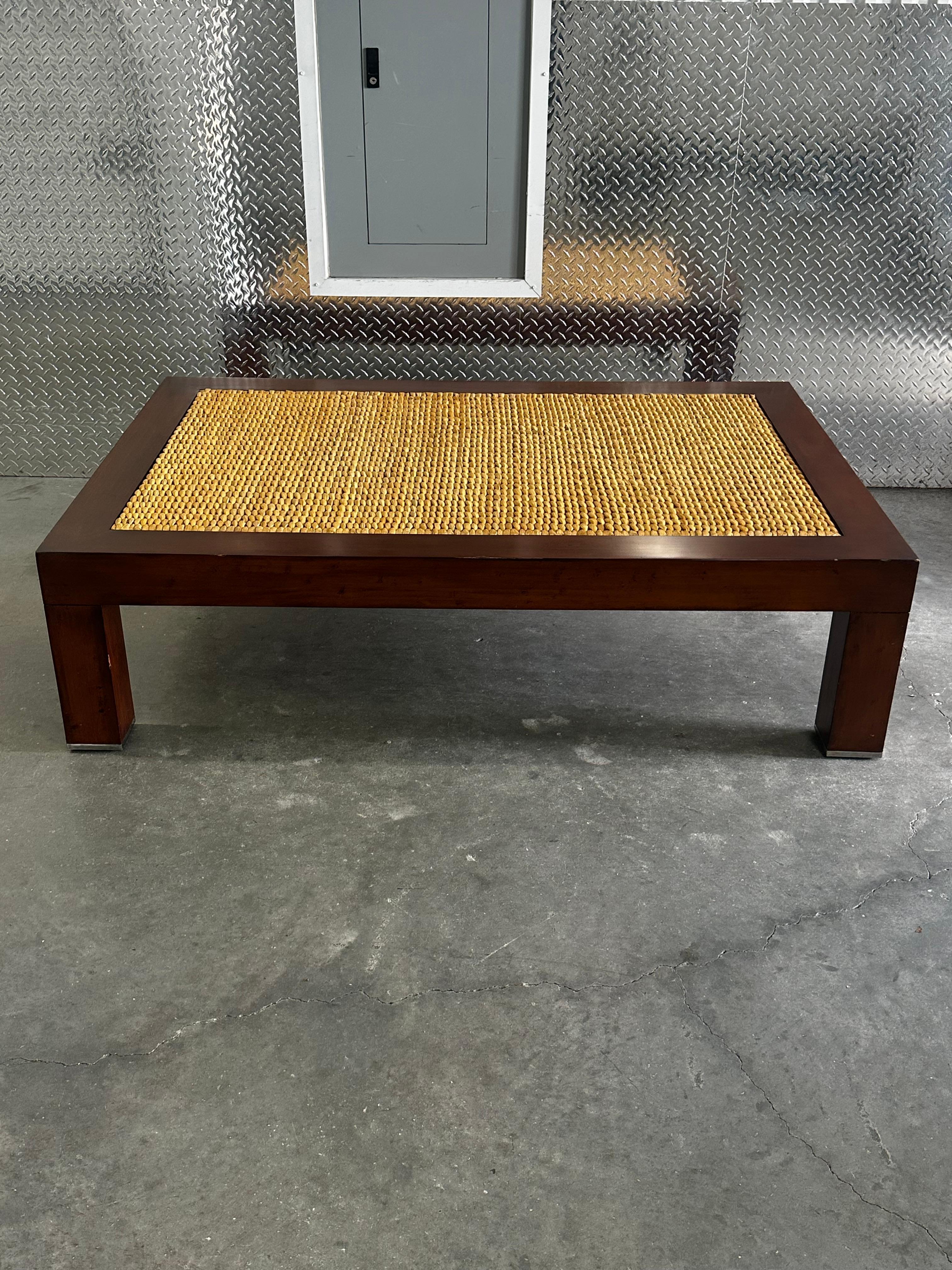 Mesa de centro Ralph Lauren Wood Modern Barn Seagrass Glass Siglo XXI y contemporáneo en venta