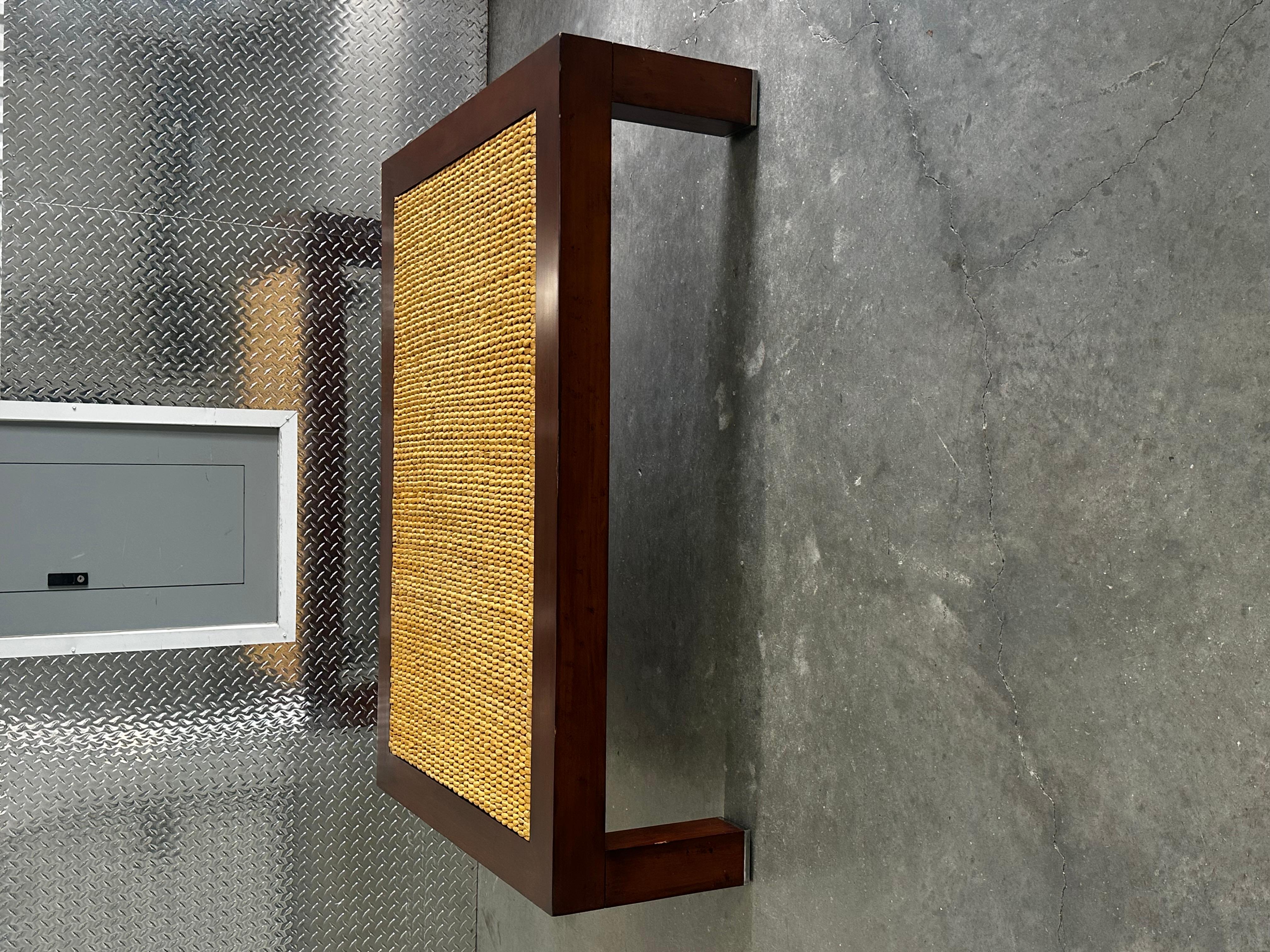 Ralph Lauren Wood Modern Barn Seagrass Glas Couchtisch (21. Jahrhundert und zeitgenössisch) im Angebot