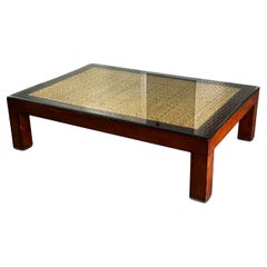 Ralph Lauren Wood Modern Barn Seagrass Glas Couchtisch