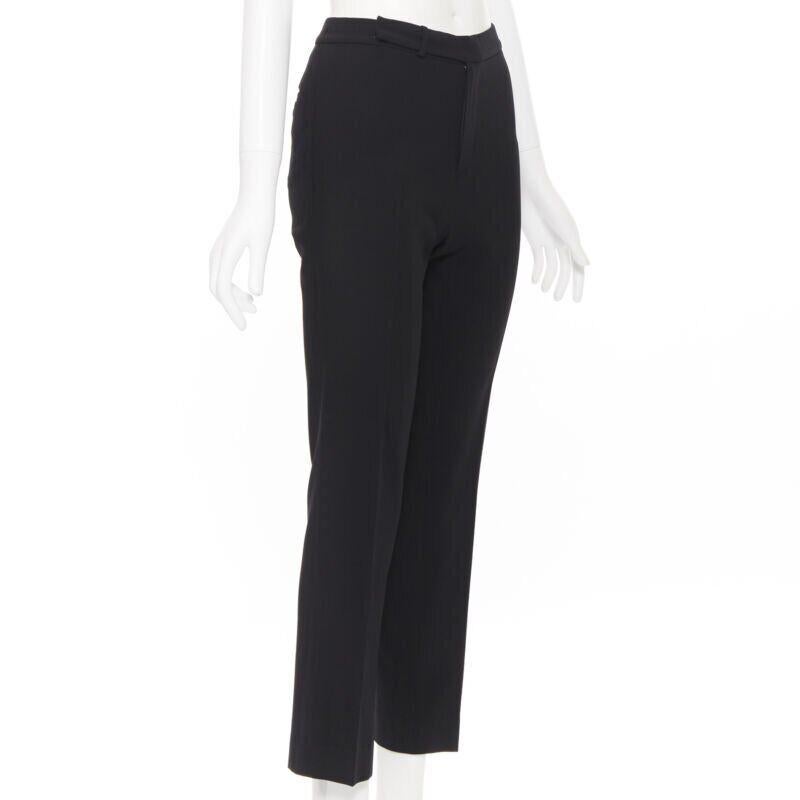 Pantalon de travail en laine RALPH LAUREN noir à jambe étroite et à poches dissimulées US2 26