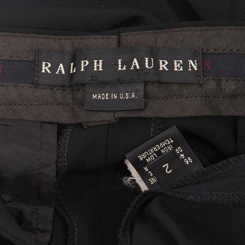 Pantalon de travail en laine RALPH LAUREN noir à jambe étroite et à poches dissimulées US2 26