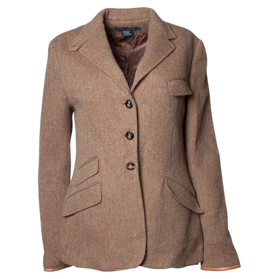 Ralph Lauren, wool blazer with leather details