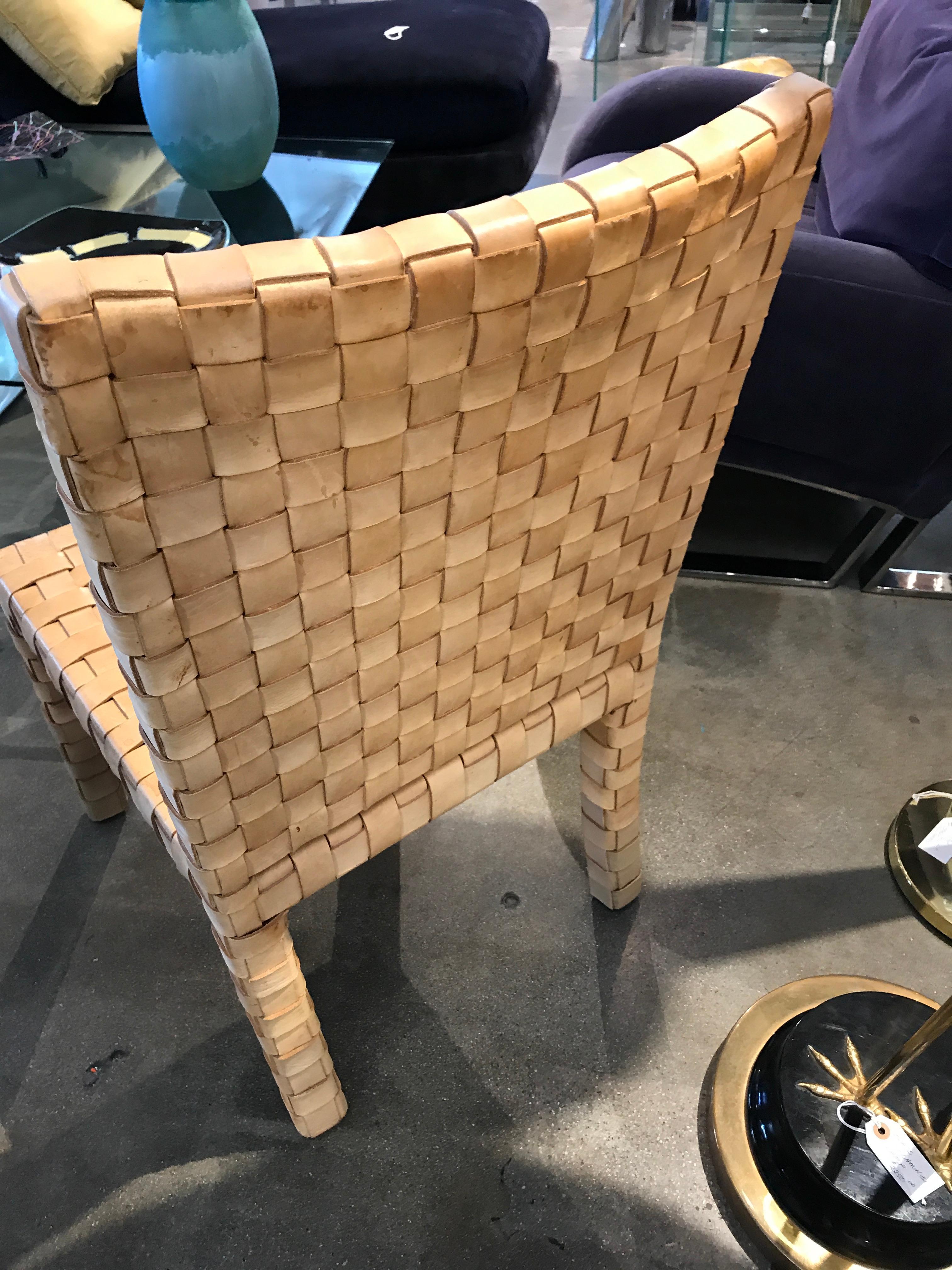 Ralph Lauren Woven Leather Accent Chair 1