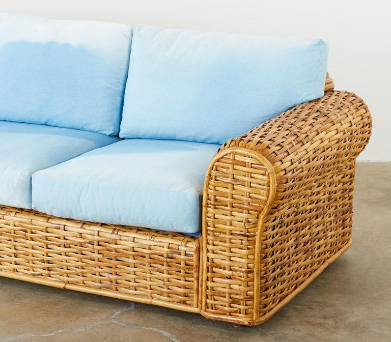 Ralph Lauren Woven Rattan Sofa with Blue Ombre Upholstery at 1stDibs |  rattan couches, ralph lauren rattan sofa, ralph lauren rattan furniture