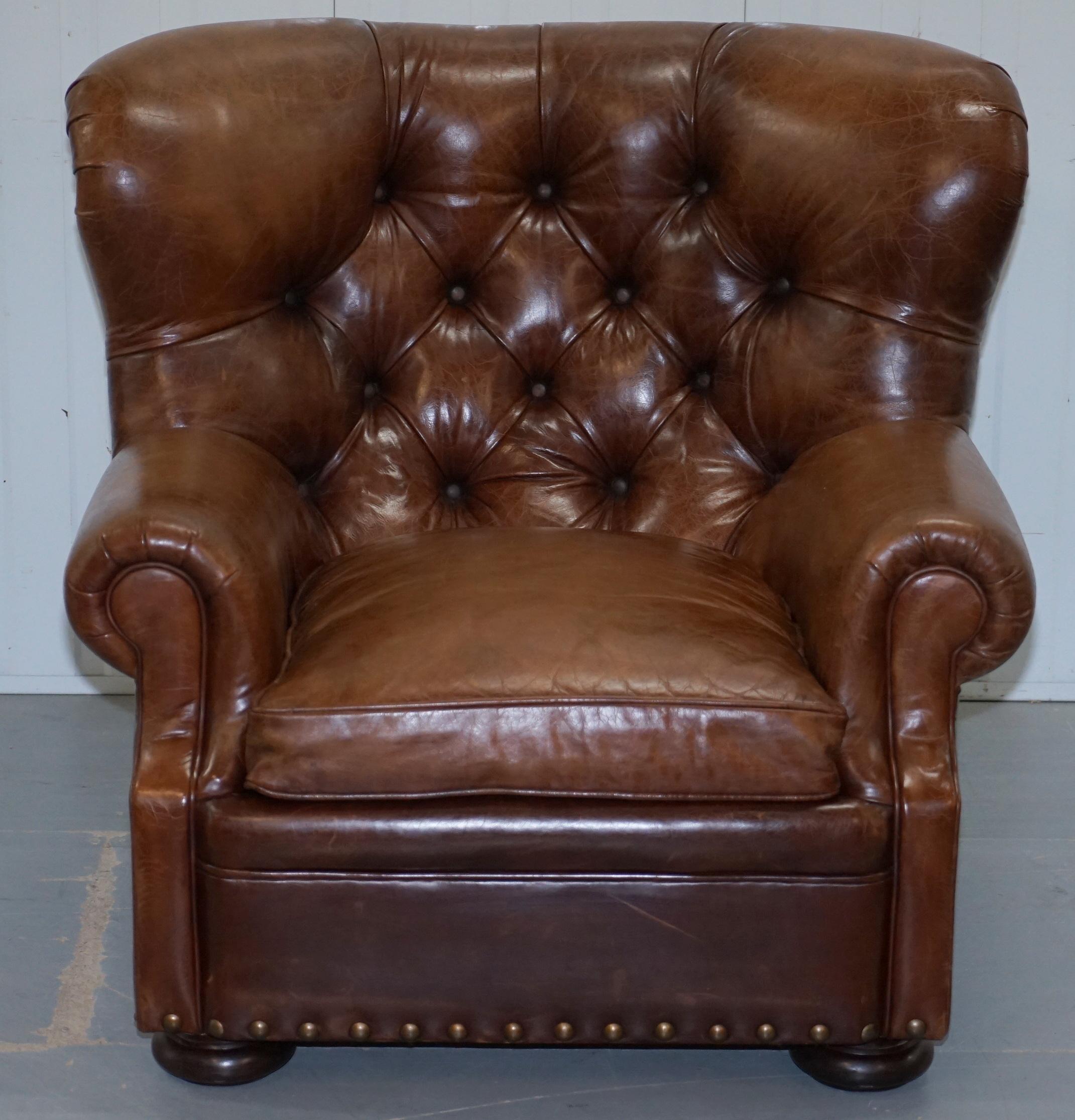 leather armchair and footstool