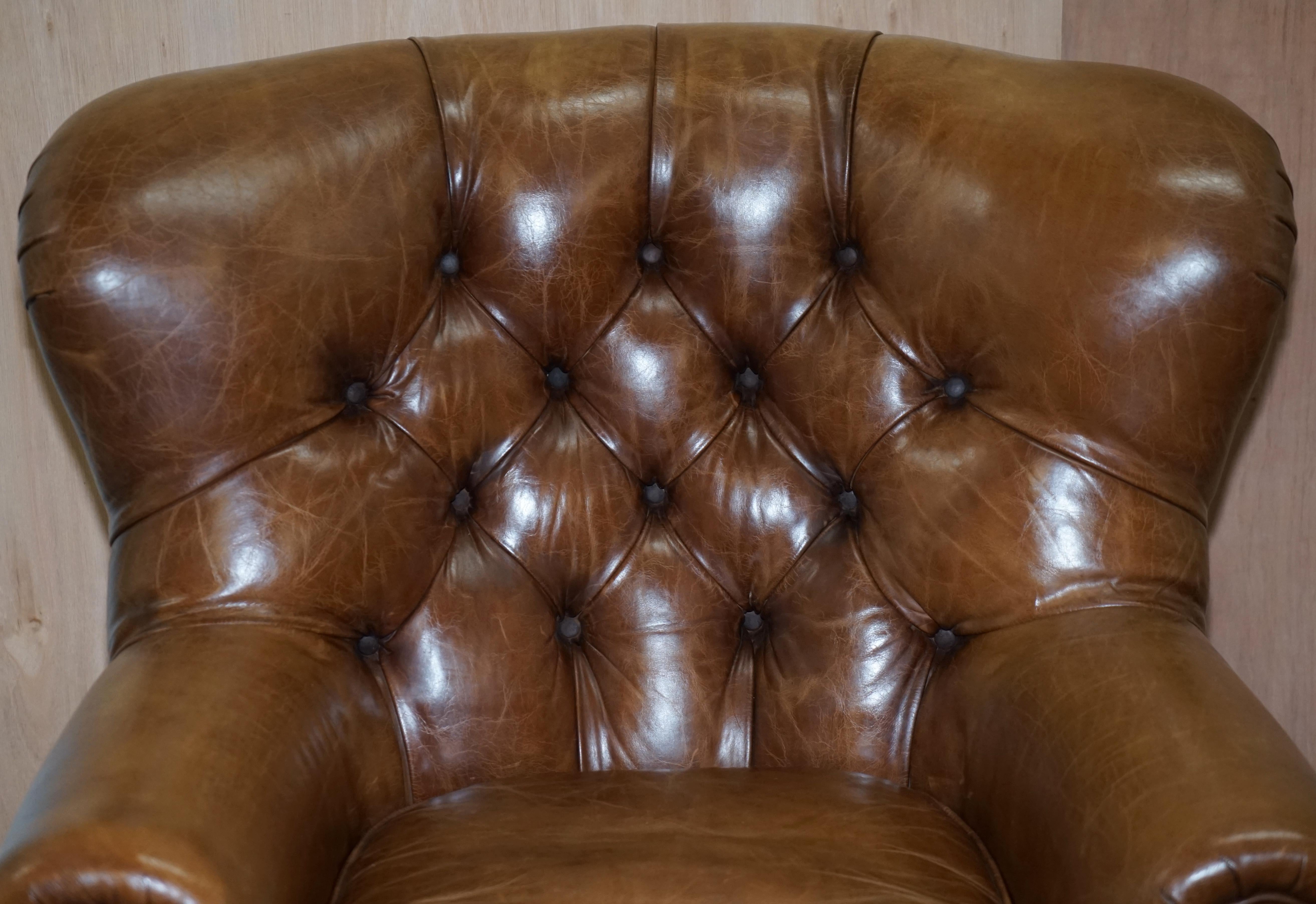 leather armchair with ottoman