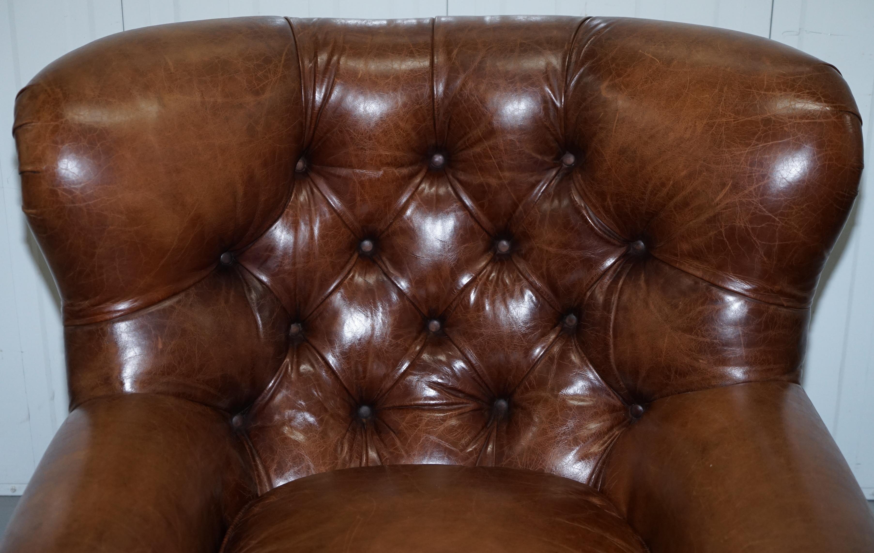 leather armchair and ottoman