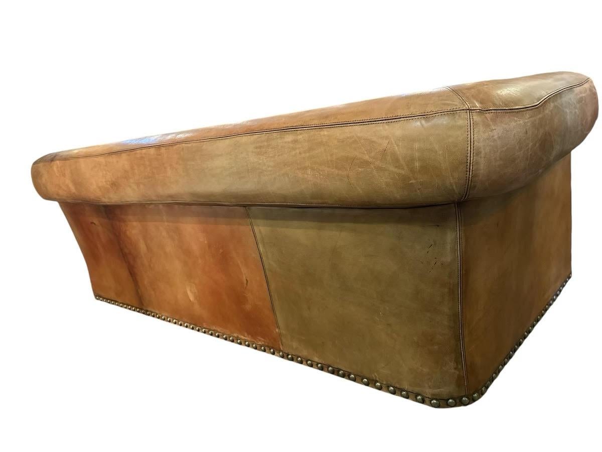 20th Century Ralph Lauren Writer's Aged Brown Leather Leather Sofa