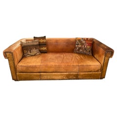 Ralph Lauren Writer's Aged Brown Leather Leather Sofa