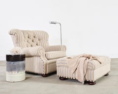 Ralph Lauren Writer's Chair und Ottoman Set in Amelot Leinen