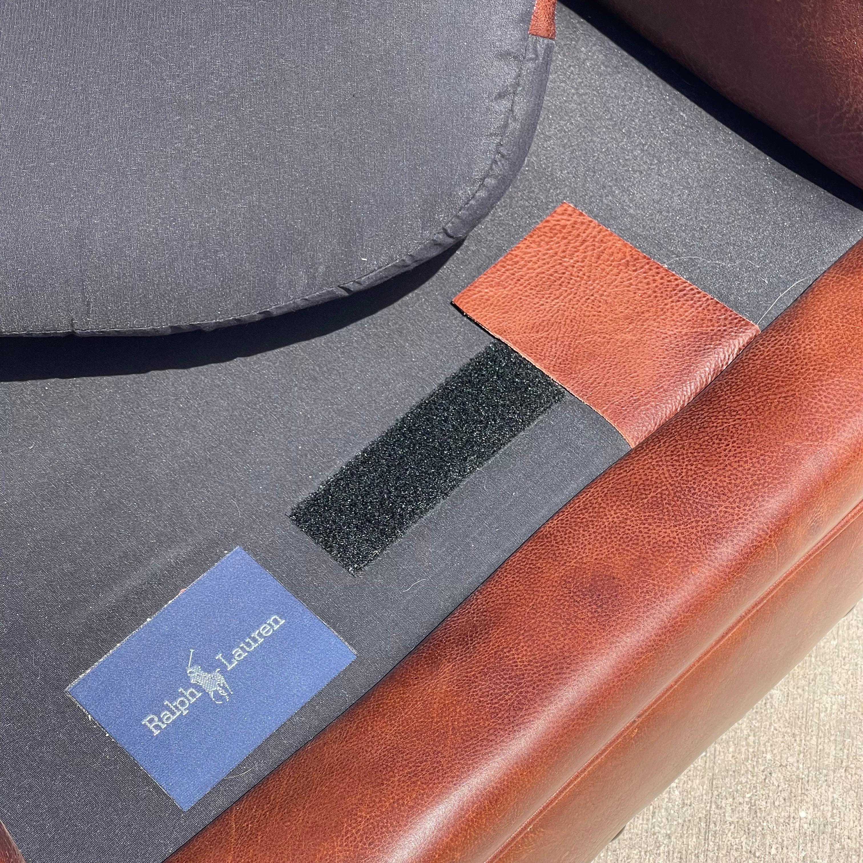 Ralph Lauren “Writer’s Chair” Tufted Brown Leather Club Chair In Good Condition In Jensen Beach, FL