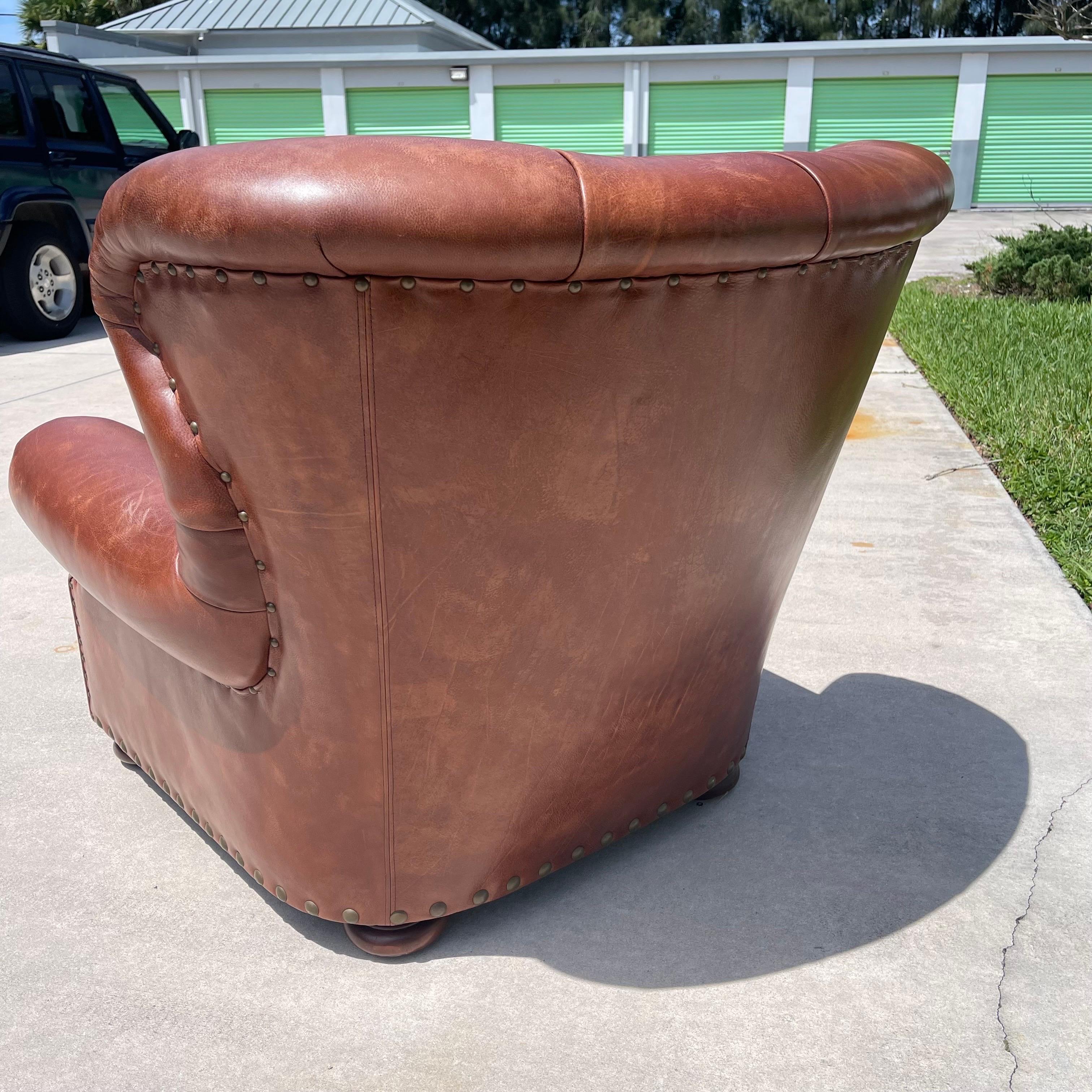 Ralph Lauren “Writer’s Chair” Tufted Brown Leather Club Chair 2