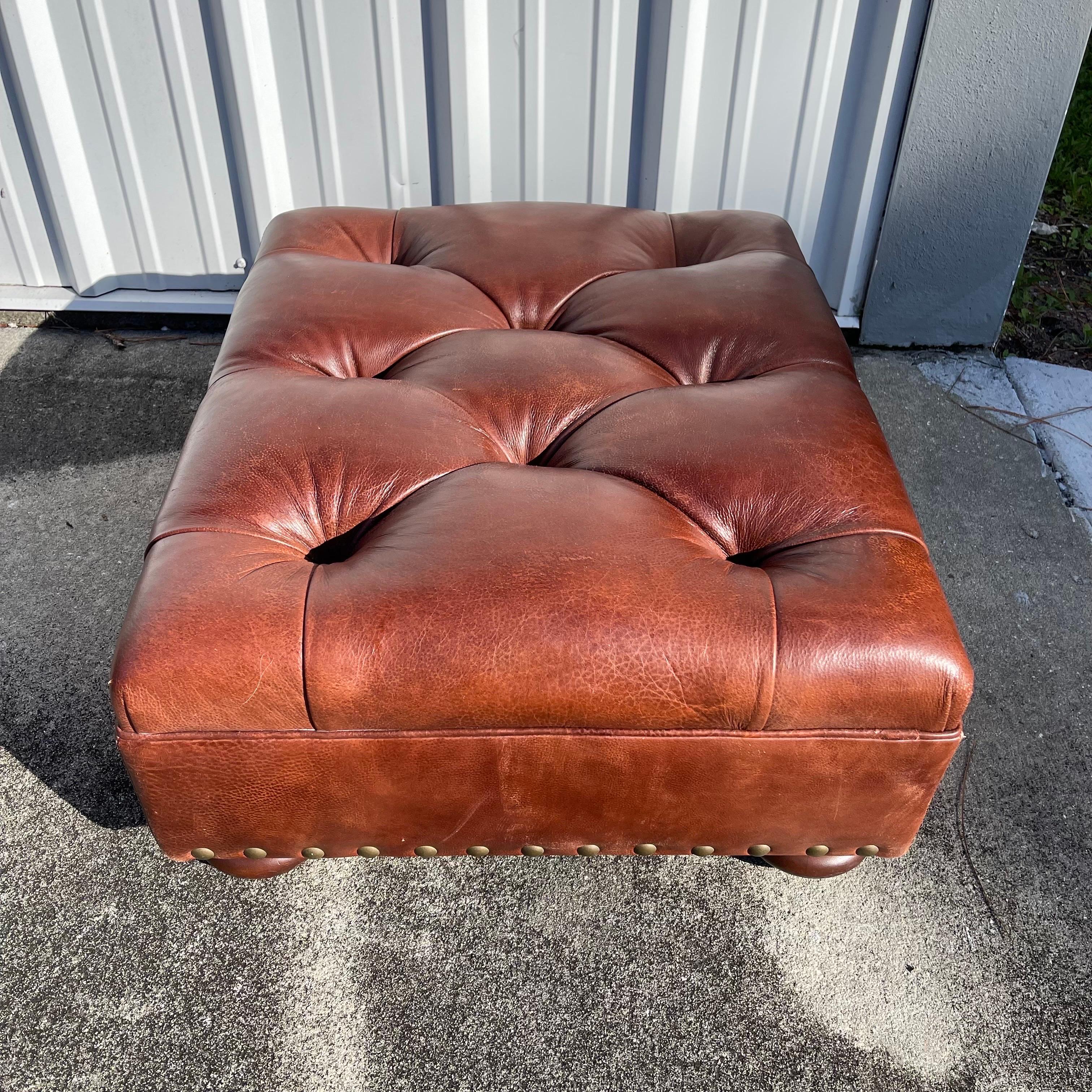 Ralph Lauren “Writer’s Chair” Tufted Leather Club Lounge Chair & Ottoman 3