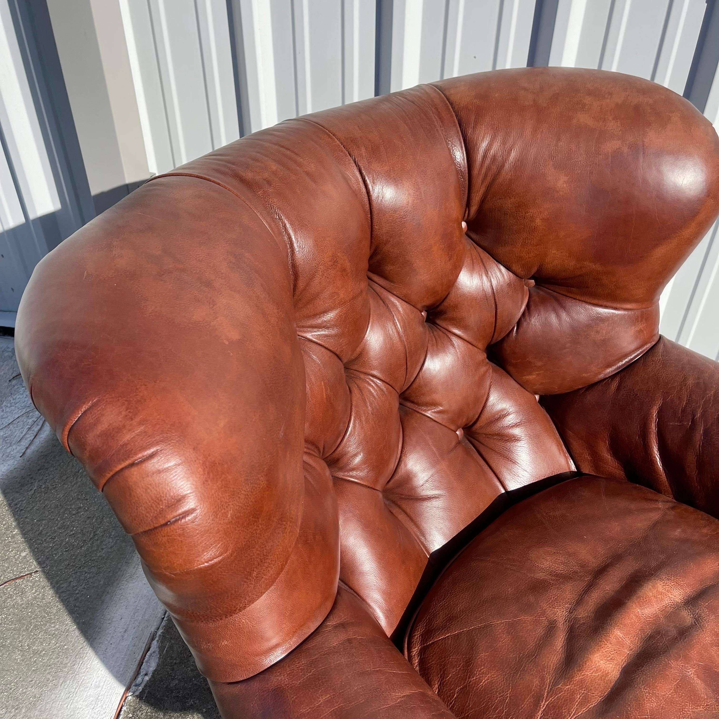 Ralph Lauren “Writer’s Chair” Tufted Leather Club Lounge Chair & Ottoman 6