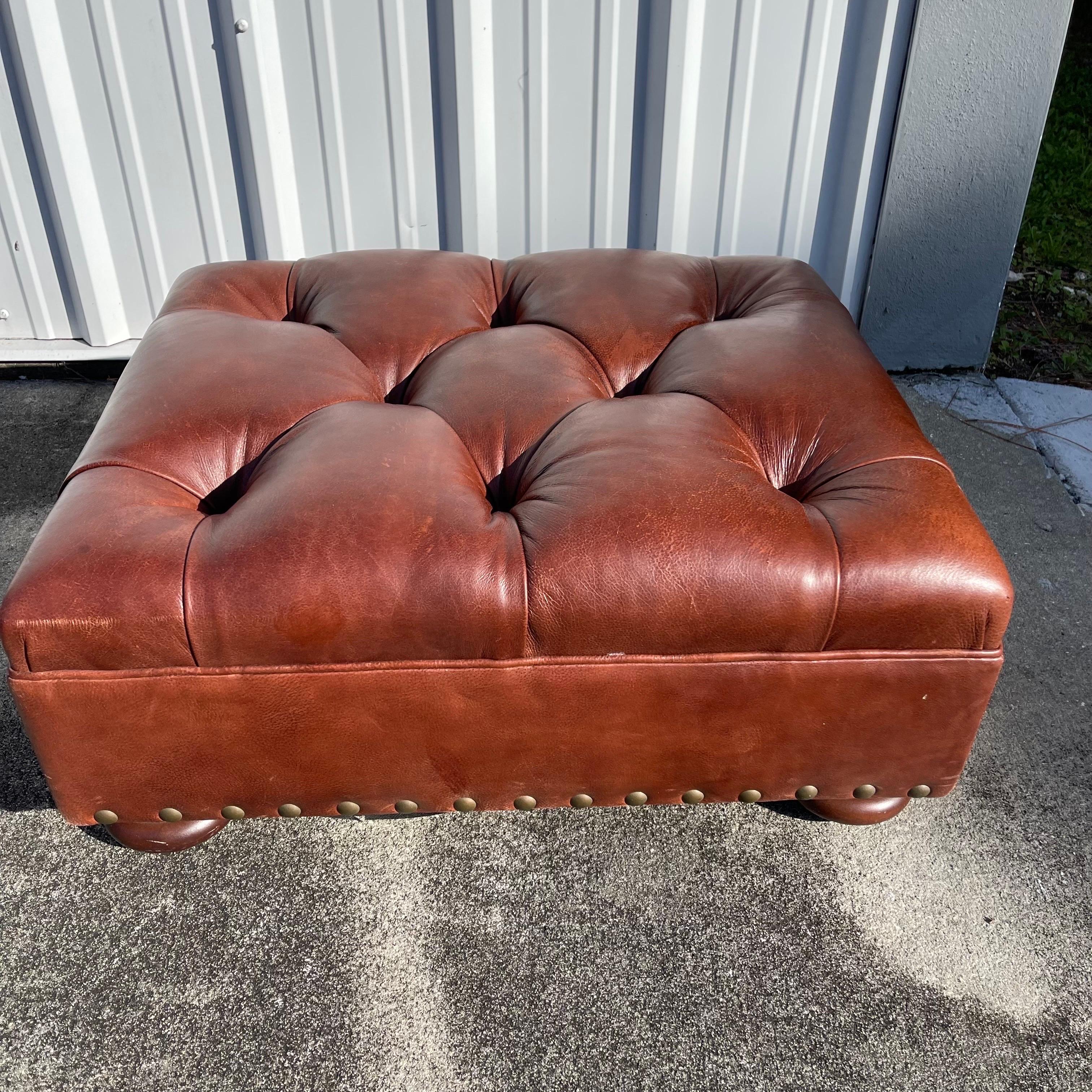 Ralph Lauren “Writer’s Chair” Tufted Leather Club Lounge Chair & Ottoman 2