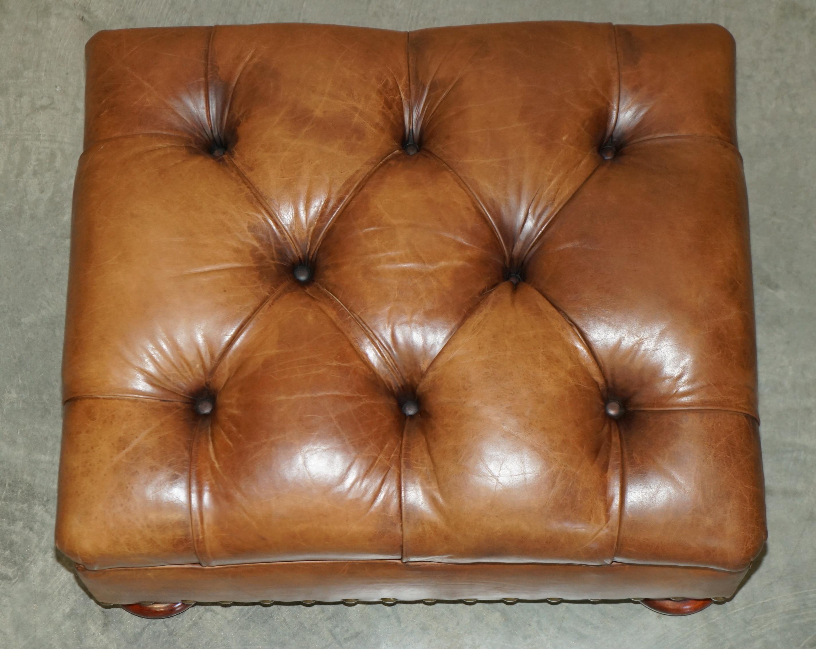 RALPH LAUREN WRITER'S CHESTERFIELD FOOTSTOOL OTTOMAN IN HERiTAGE BROWN LEATHER 3