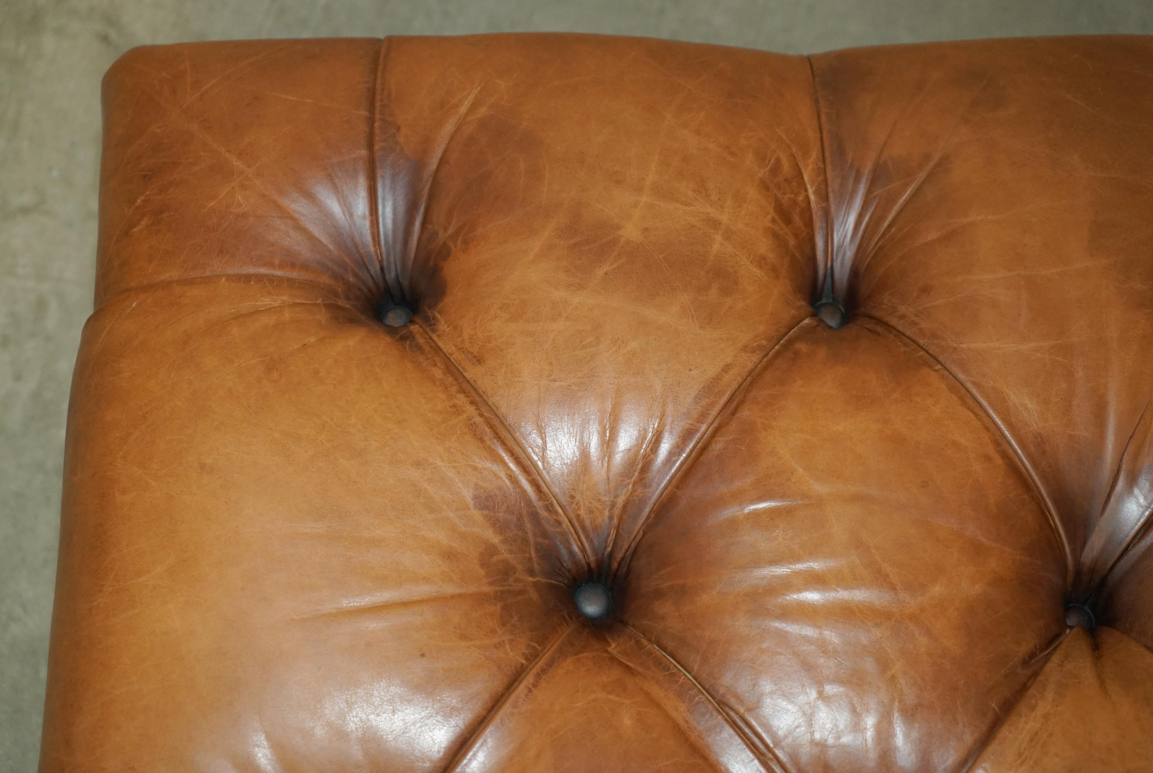RALPH LAUREN WRITER'S CHESTERFIELD FOOTSTOOL OTTOMAN IN HERiTAGE BROWN LEATHER 4