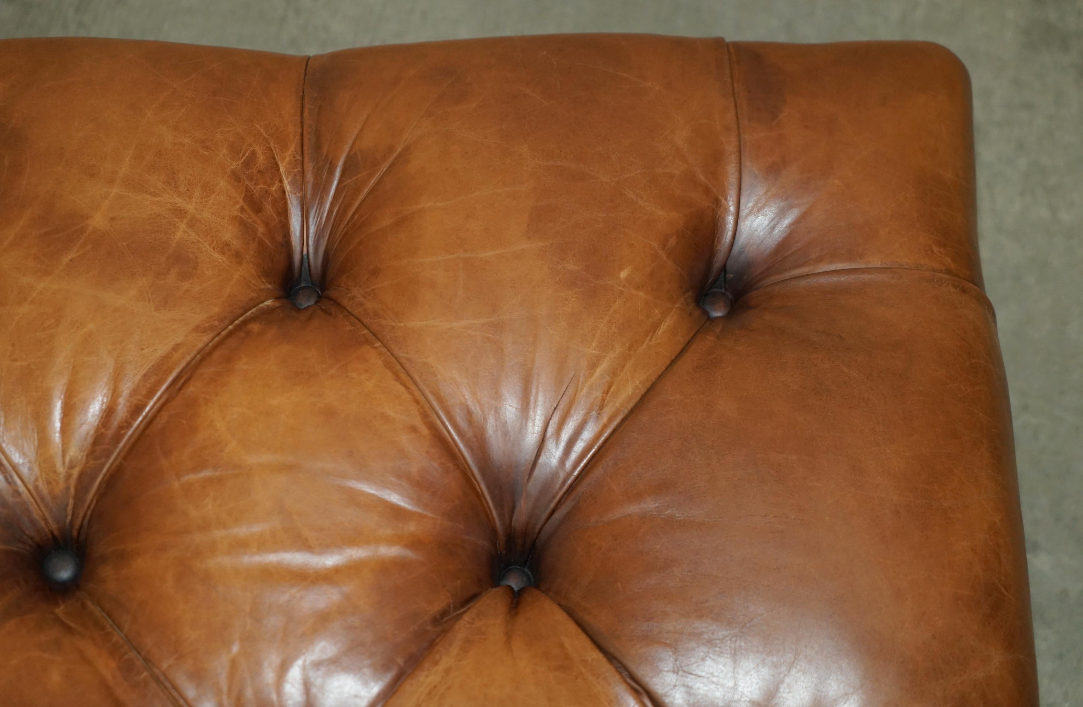RALPH LAUREN WRITER'S CHESTERFIELD FOOTSTOOL OTTOMAN IN HERiTAGE BROWN LEATHER 5