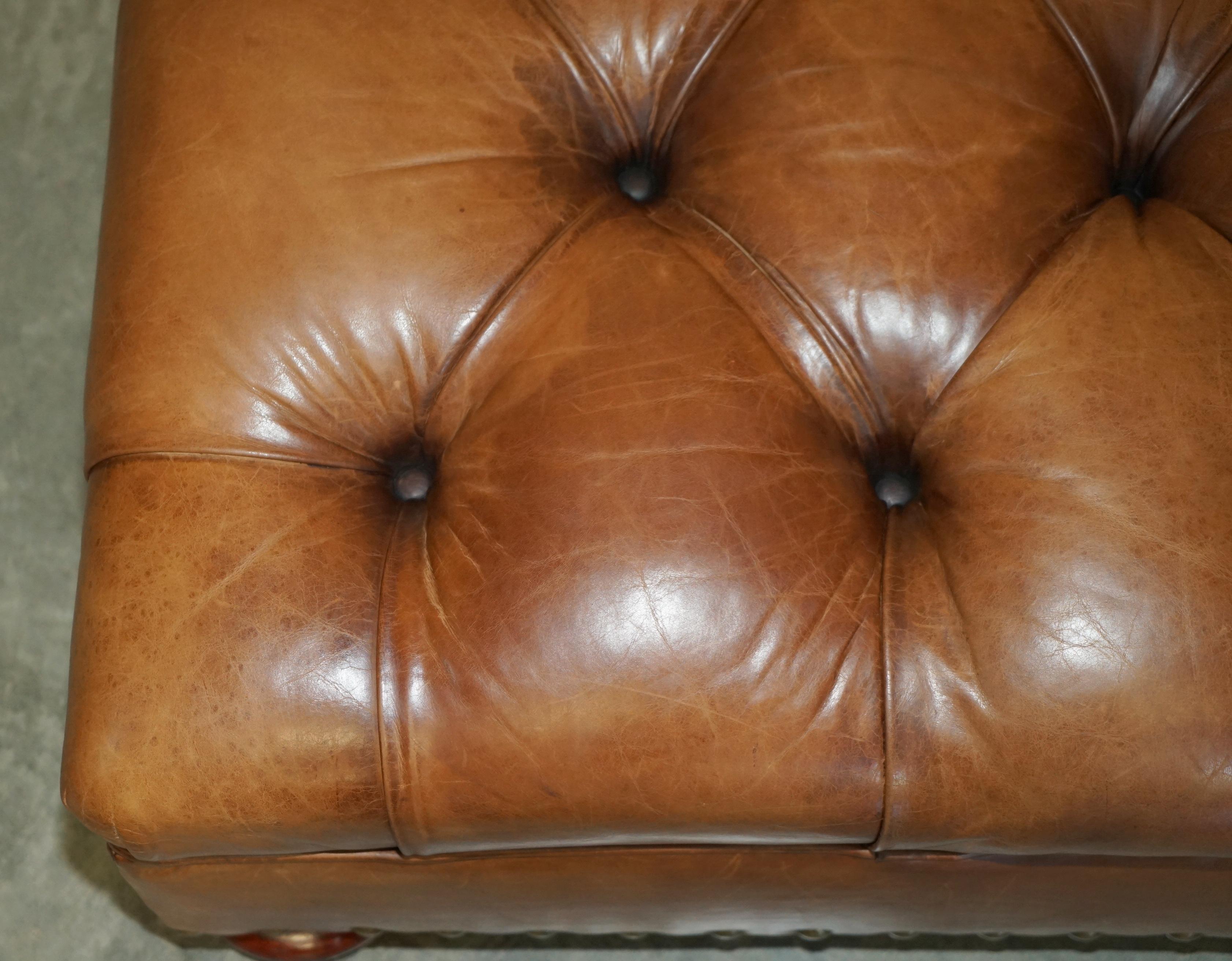RALPH LAUREN WRITER'S CHESTERFIELD FOOTSTOOL OTTOMAN IN HERiTAGE BROWN LEATHER For Sale 6