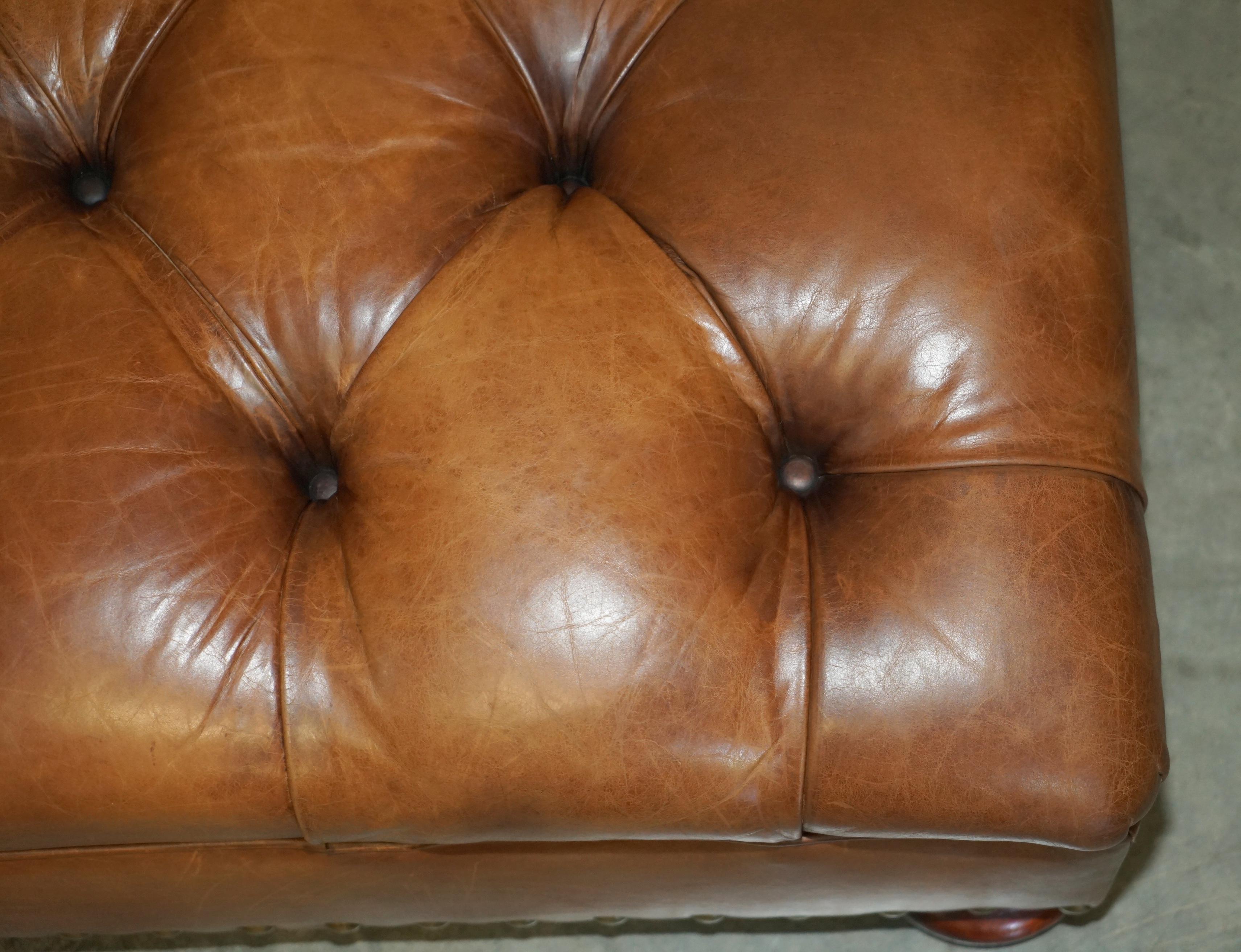 RALPH LAUREN WRITER'S CHESTERFIELD FOOTSTOOL OTTOMAN IN HERiTAGE BROWN LEATHER 7