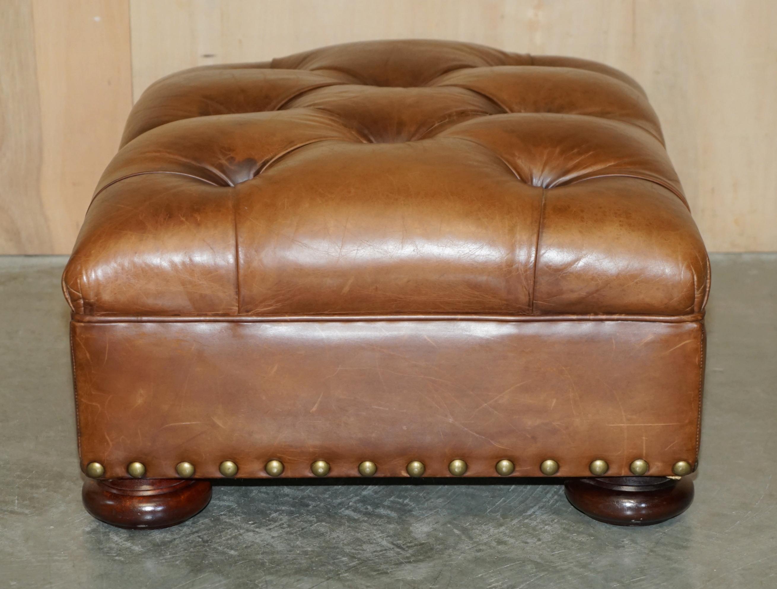 RALPH LAUREN WRITER'S CHESTERFIELD FOOTSTOOL OTTOMAN IN HERiTAGE BROWN LEATHER For Sale 8