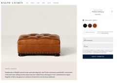 RALPH LAUREN WRITER'S CHESTERFIELD FOOTSTOOL OTTOMAN IN HERiTAGE BROWN LEATHER
