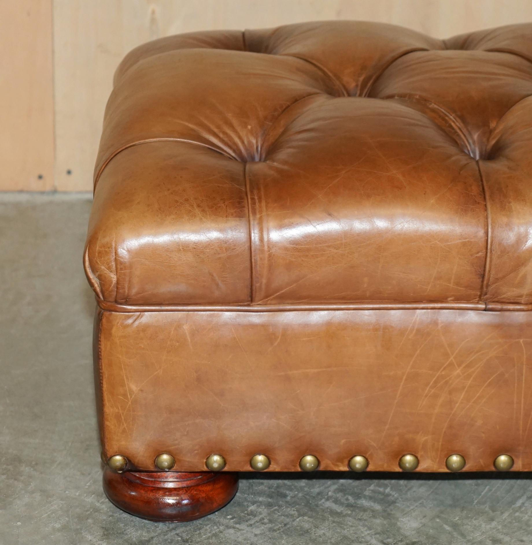 Chesterfield RALPH LAUREN WRITER'S CHESTERFIELD FOOTSTOOL OTTOMAN IN HERiTAGE BROWN LEATHER