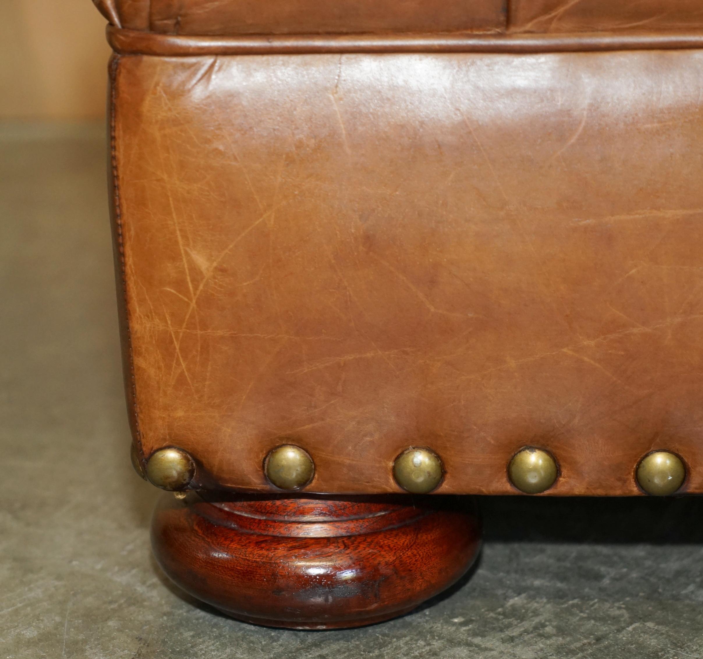 Hand-Crafted RALPH LAUREN WRITER'S CHESTERFIELD FOOTSTOOL OTTOMAN IN HERiTAGE BROWN LEATHER