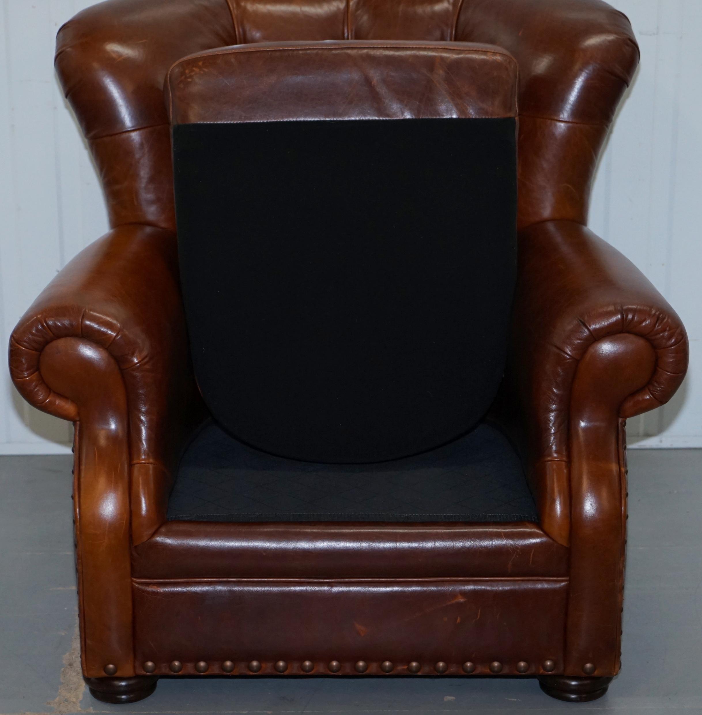 Ralph Lauren Writer's Style Aged Vintage Deep Brown Heritage Leather Armchair 7