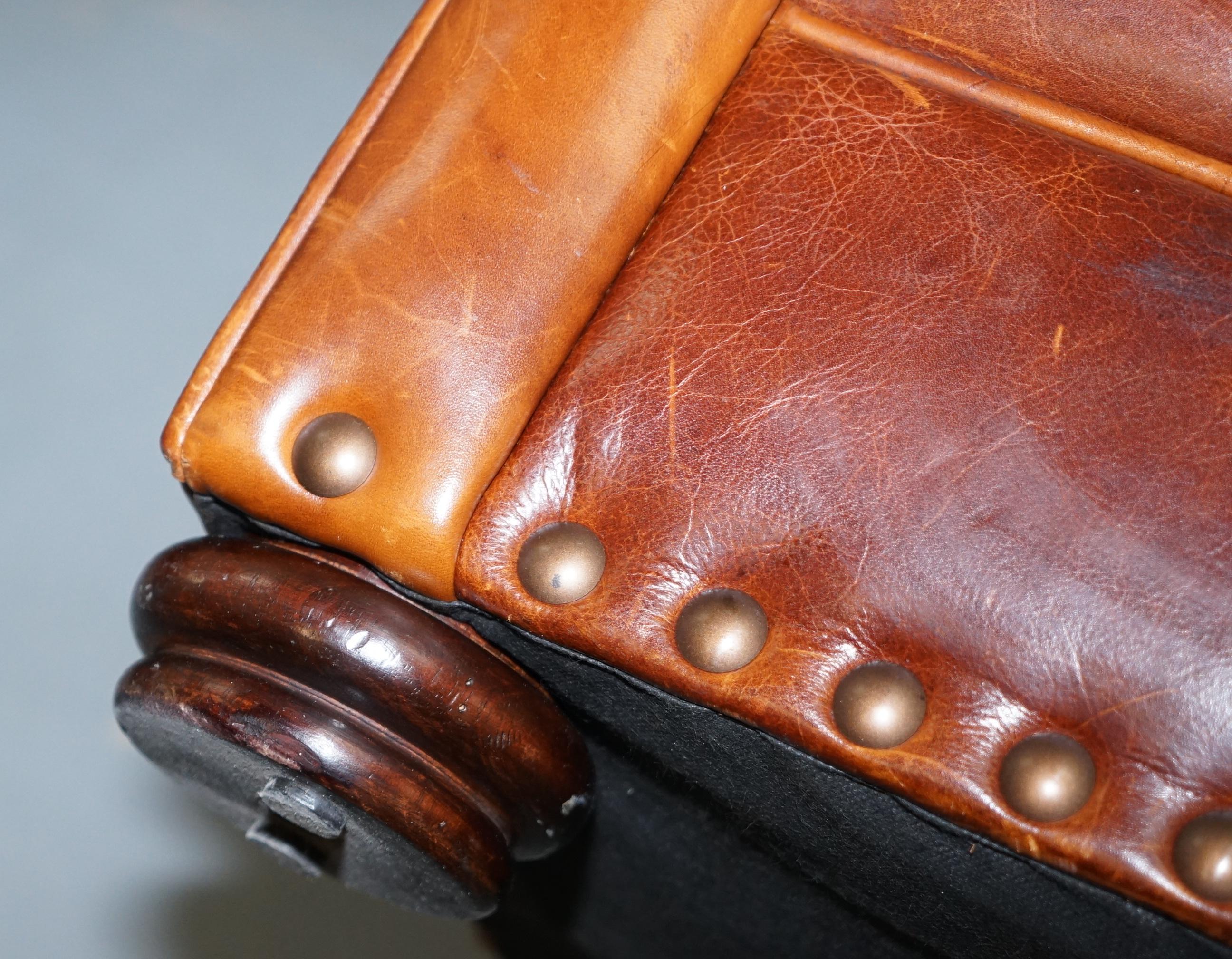 Ralph Lauren Writer's Style Aged Vintage Deep Brown Heritage Leather Armchair 13