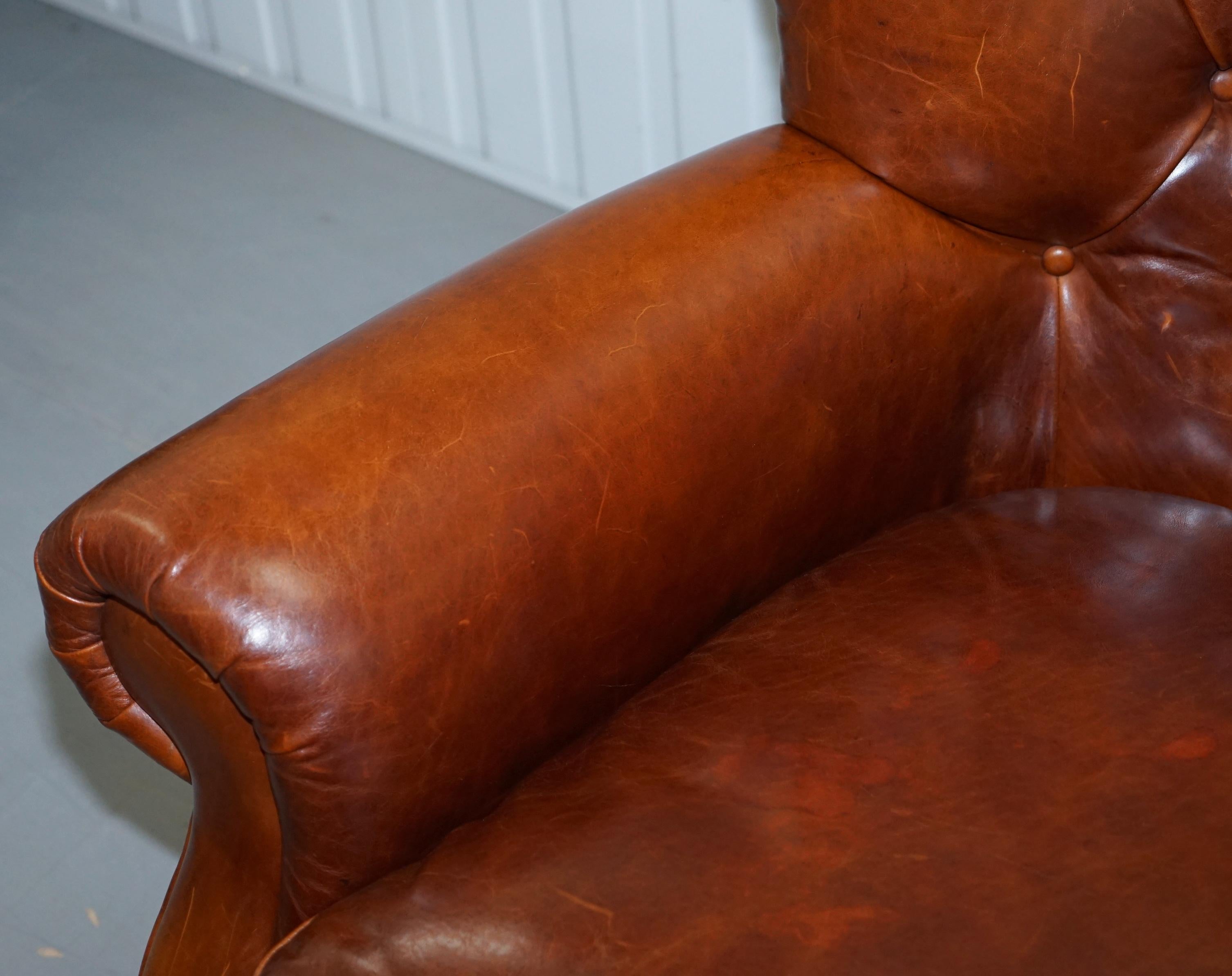 Ralph Lauren Writer's Style Aged Vintage Deep Brown Heritage Leather Armchair 2