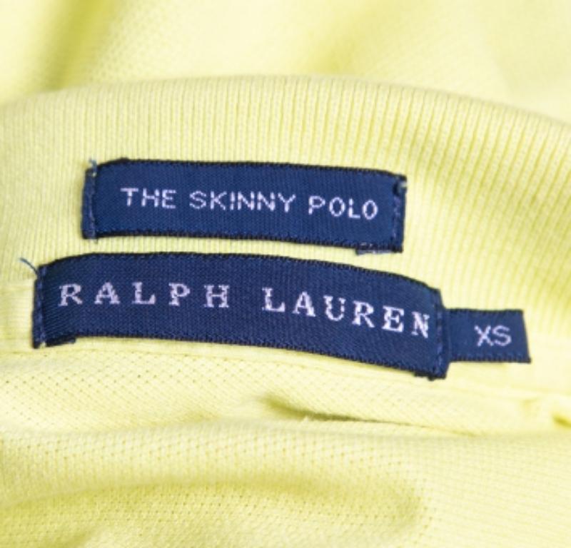 Ralph Lauren Gelbes Baumwollkissen-Polo-T-Shirt aus Skinny-Baumwoll XS Damen im Angebot