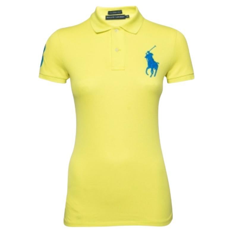 Ralph Lauren Gelbes Baumwollkissen-Polo-T-Shirt aus Skinny-Baumwoll XS im Angebot
