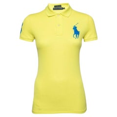 Ralph Lauren Gelbes Baumwollkissen-Polo-T-Shirt aus Skinny-Baumwoll XS