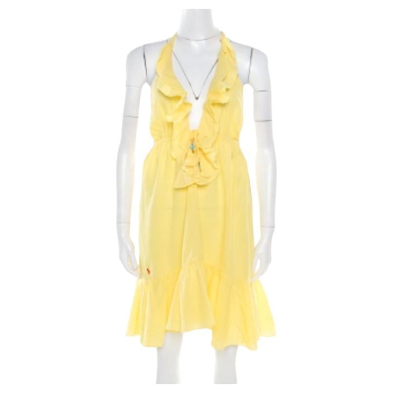 Ralph Lauren - Vestito da sera in cotone increspato con volant M. in vendita